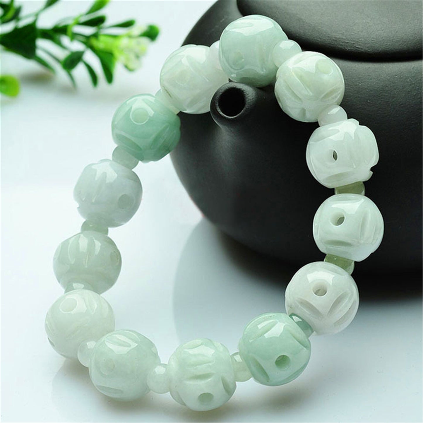 Natürliches Jadeit-Armband der Güteklasse A, Burma-Jade-Armreif, Damenkette, A-Stein-Armband, Schnurseil
