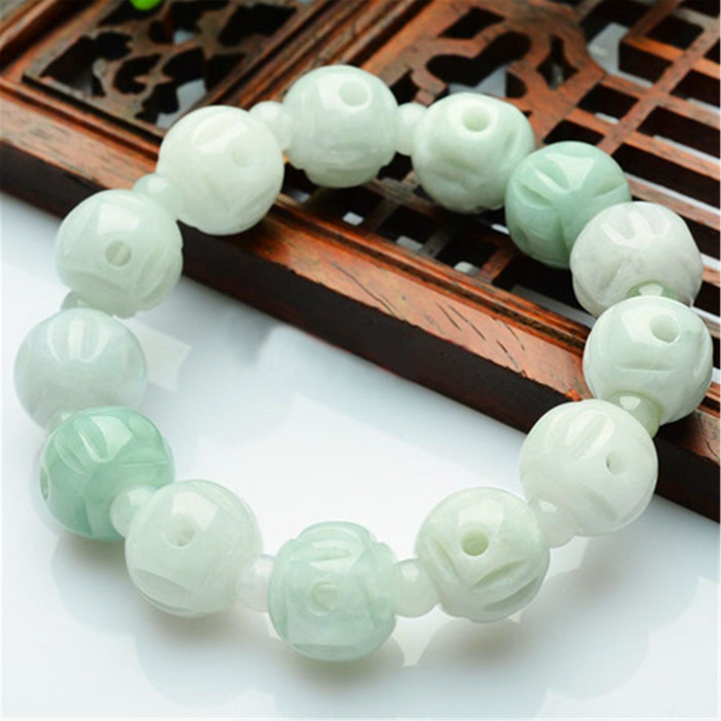 Natürliches Jadeit-Armband der Güteklasse A, Burma-Jade-Armreif, Damenkette, A-Stein-Armband, Schnurseil