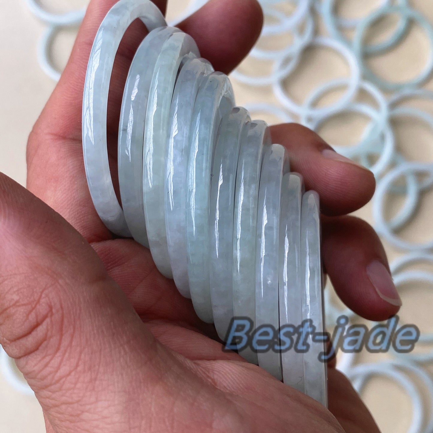1,65 Zoll Babygröße Eisgrün Grade A Jade Burma Jadeit Armreif KID Armband Ring Handgemacht Kinder Junge Mädchen Trottie Kette