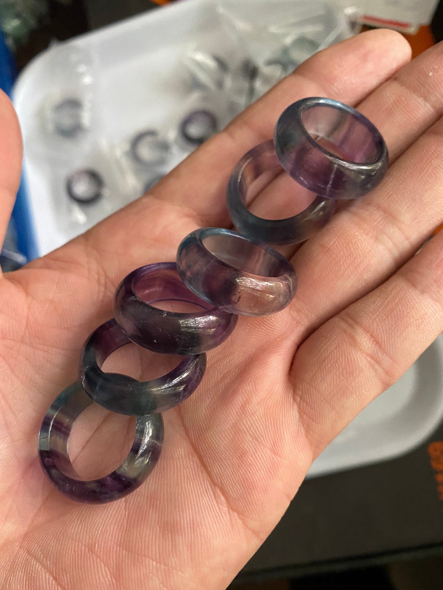 US size 5-10 National fluorite ring colorful Jade Anhänger transparent Blue stone lady jade gift