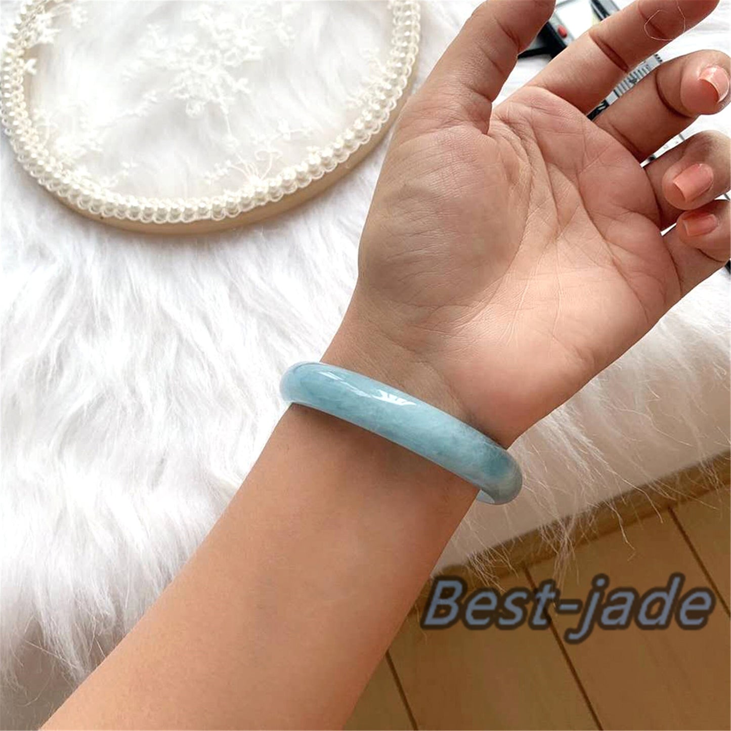 52–64 mm natürlicher massiver Aquamarin-Armreif, blauer Quarzkristall, Edelstein, rundes Armband, Braut- und Brautjungferngeschenke für Hochzeitsgeschenke, Schmuck aus Jade