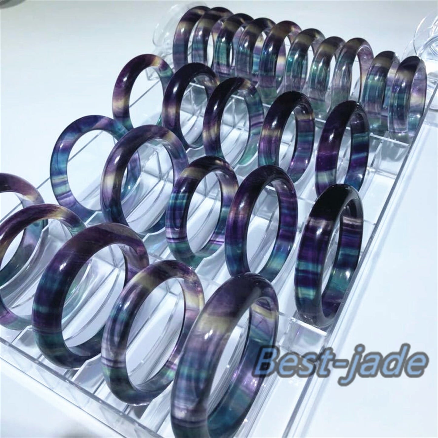 54–64 mm natürlicher Fluorit-Armreif, Flussspat, Quarz-Edelstein, runder Stab, Armband, Schmuck, Verlobungsgeschenk, Geschenke