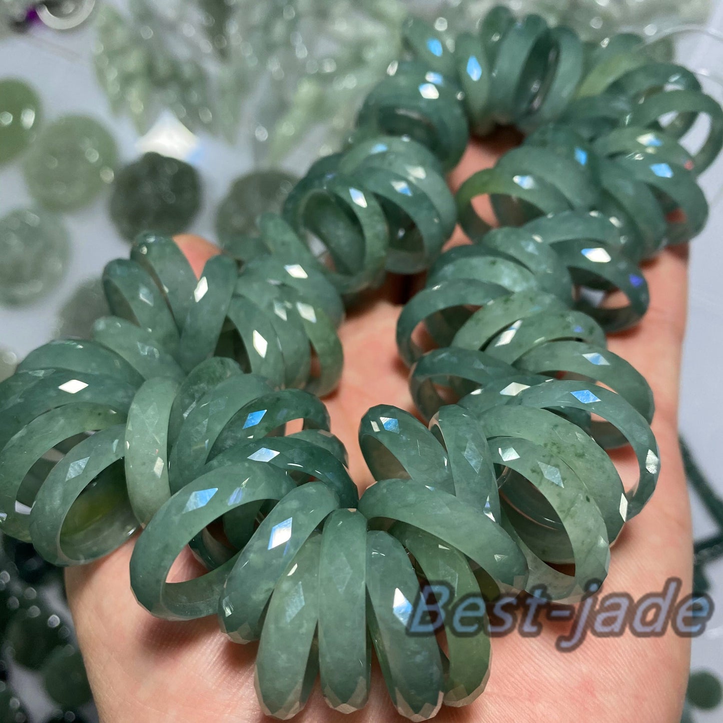 3 Color jadeite ring Size 5-10 Diamond Cut Multi Facet ring Burma jadeite Guatemala Jadeite Grade A Jade black jade Guatemalan jadeite ring