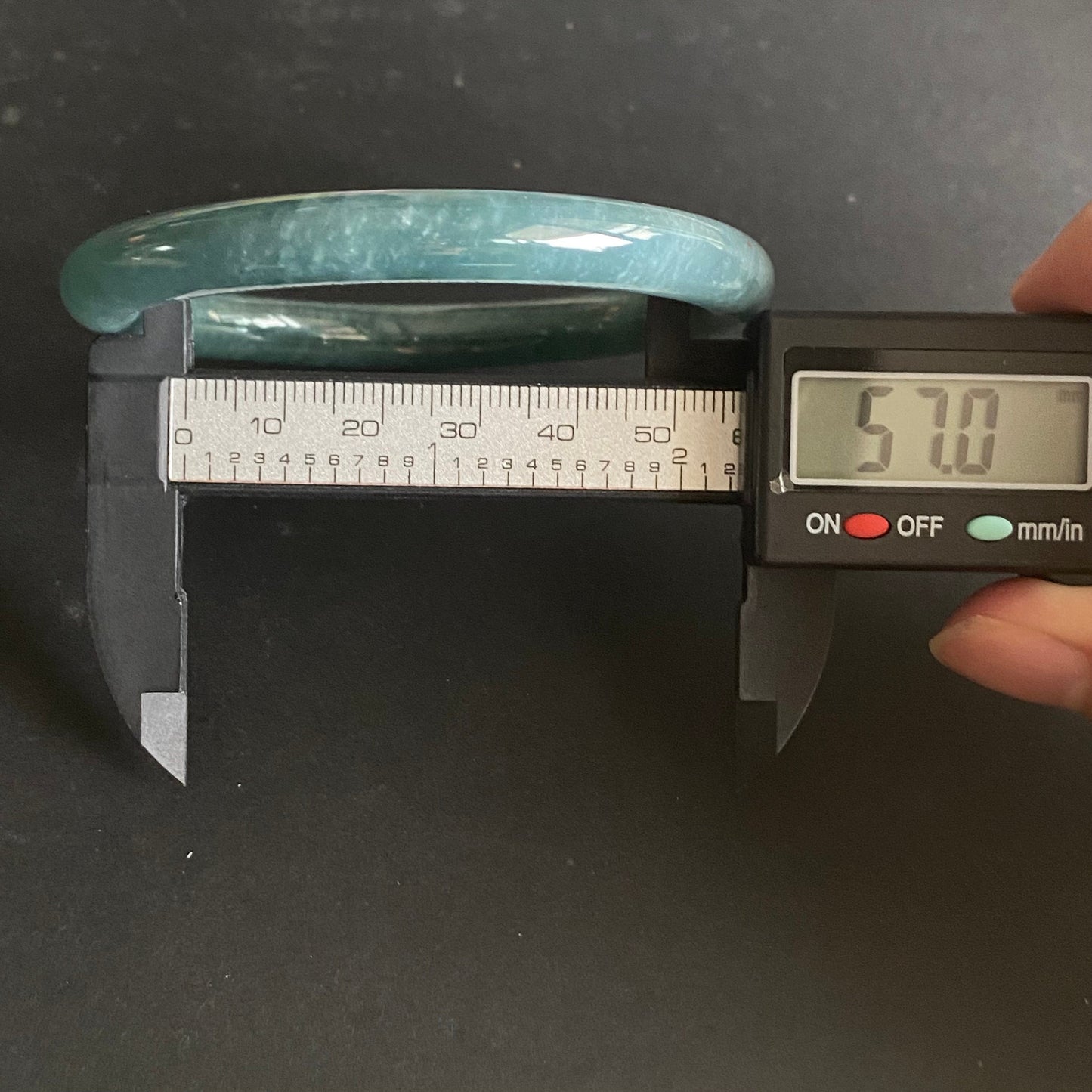 57.0mm Natural Guatemalan jadeite Translucent Blue Grade A jade Round band bangle Guatemala jade ring Female Jewelry jade gift