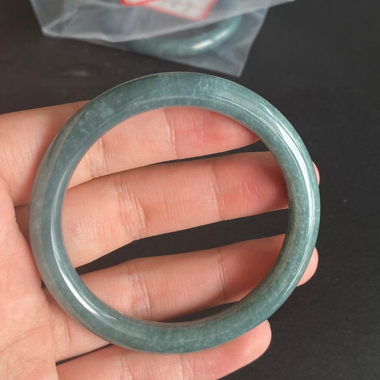 57.0mm Natural Guatemalan jadeite Translucent Blue Grade A jade Round band bangle Guatemala jade ring Female Jewelry jade gift