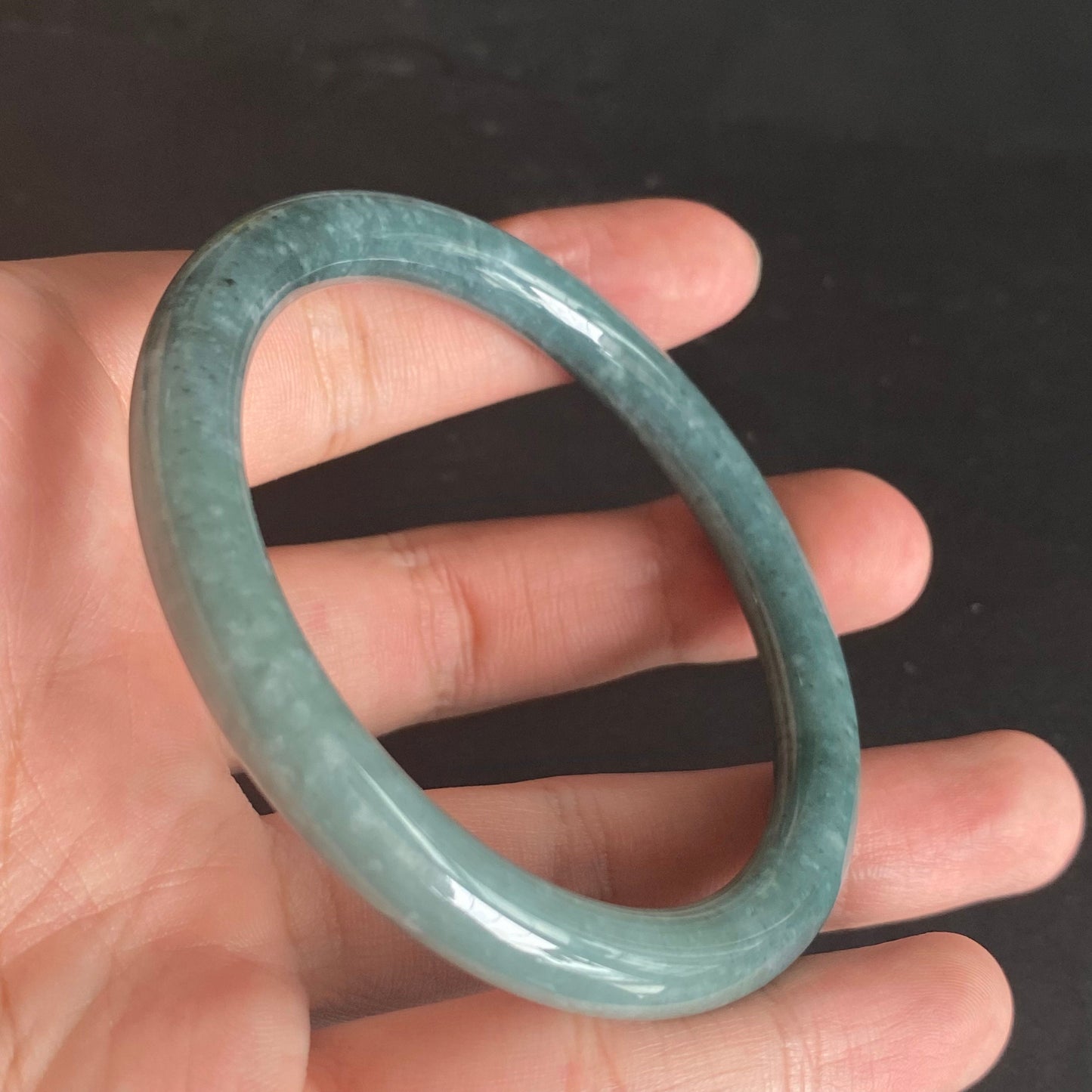 58.4mm Natural Guatemalan jadeite Translucent Blue Grade A jade Round band bangle Guatemala jade ring Female Jewelry jade gift