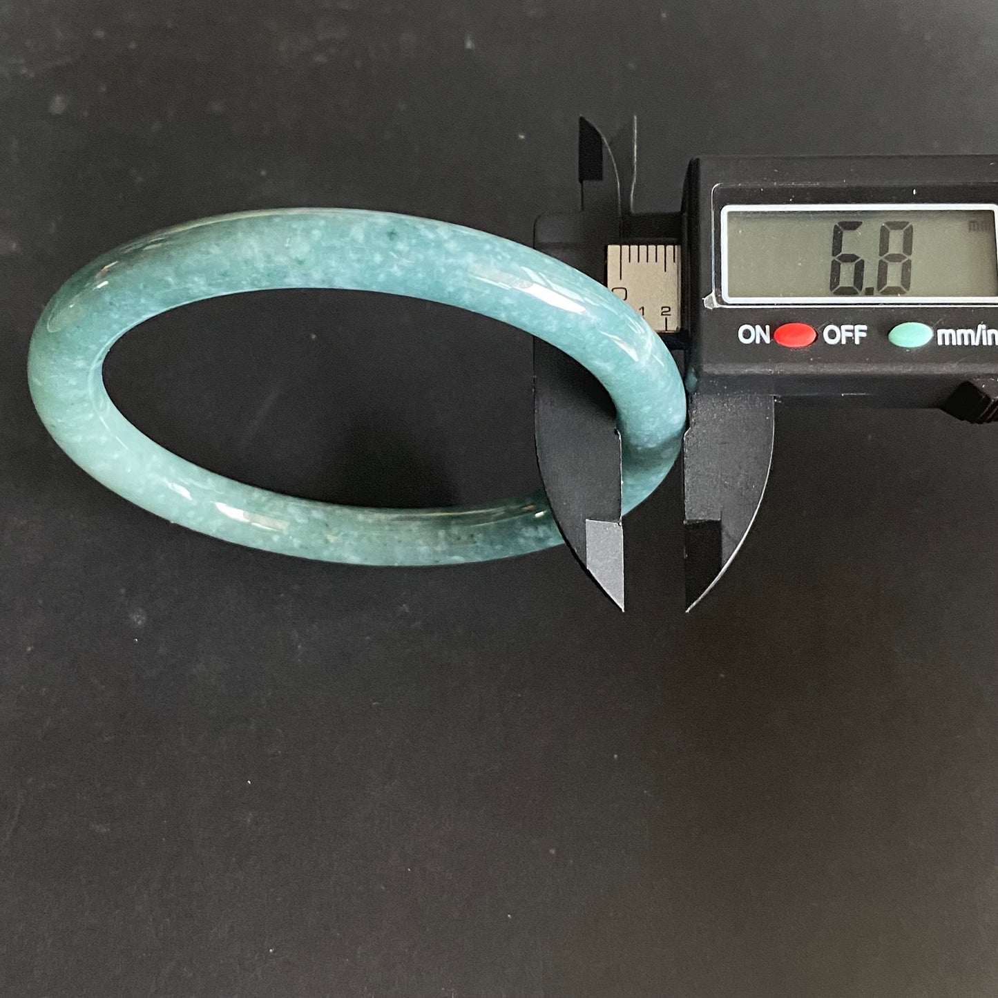 58.4mm Natural Guatemalan jadeite Translucent Blue Grade A jade Round band bangle Guatemala jade ring Female Jewelry jade gift