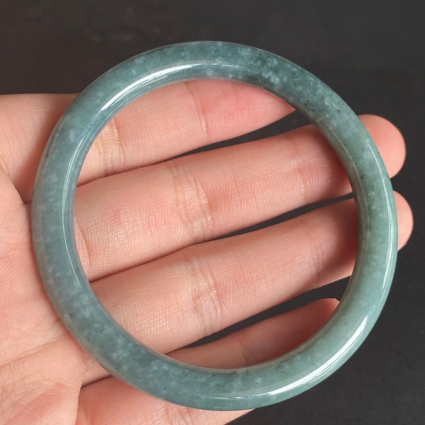 58.4mm Natural Guatemalan jadeite Translucent Blue Grade A jade Round band bangle Guatemala jade ring Female Jewelry jade gift
