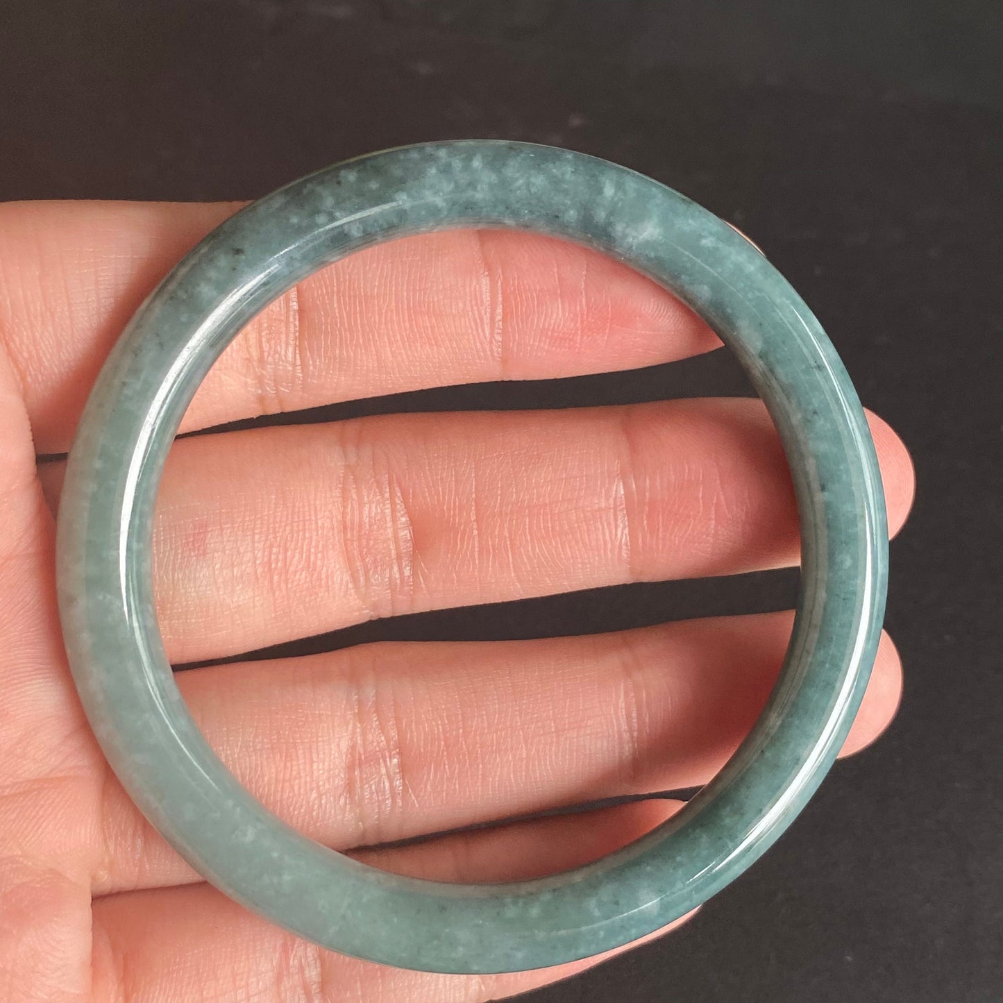 58.4mm Natural Guatemalan jadeite Translucent Blue Grade A jade Round band bangle Guatemala jade ring Female Jewelry jade gift