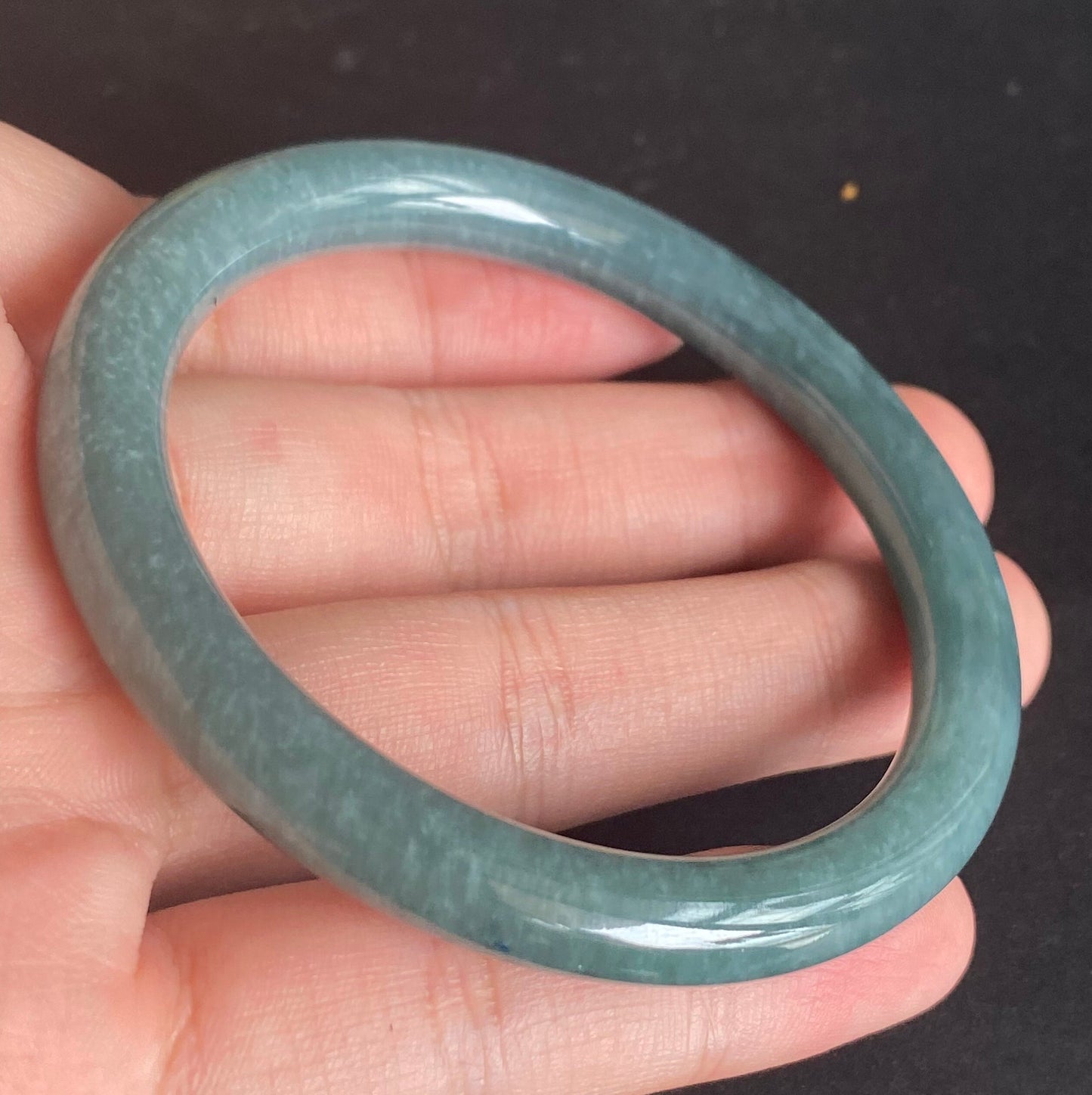 57.0mm Natural Guatemalan jadeite Translucent Blue Grade A jade Round band bangle Guatemala jade ring Female Jewelry jade gift