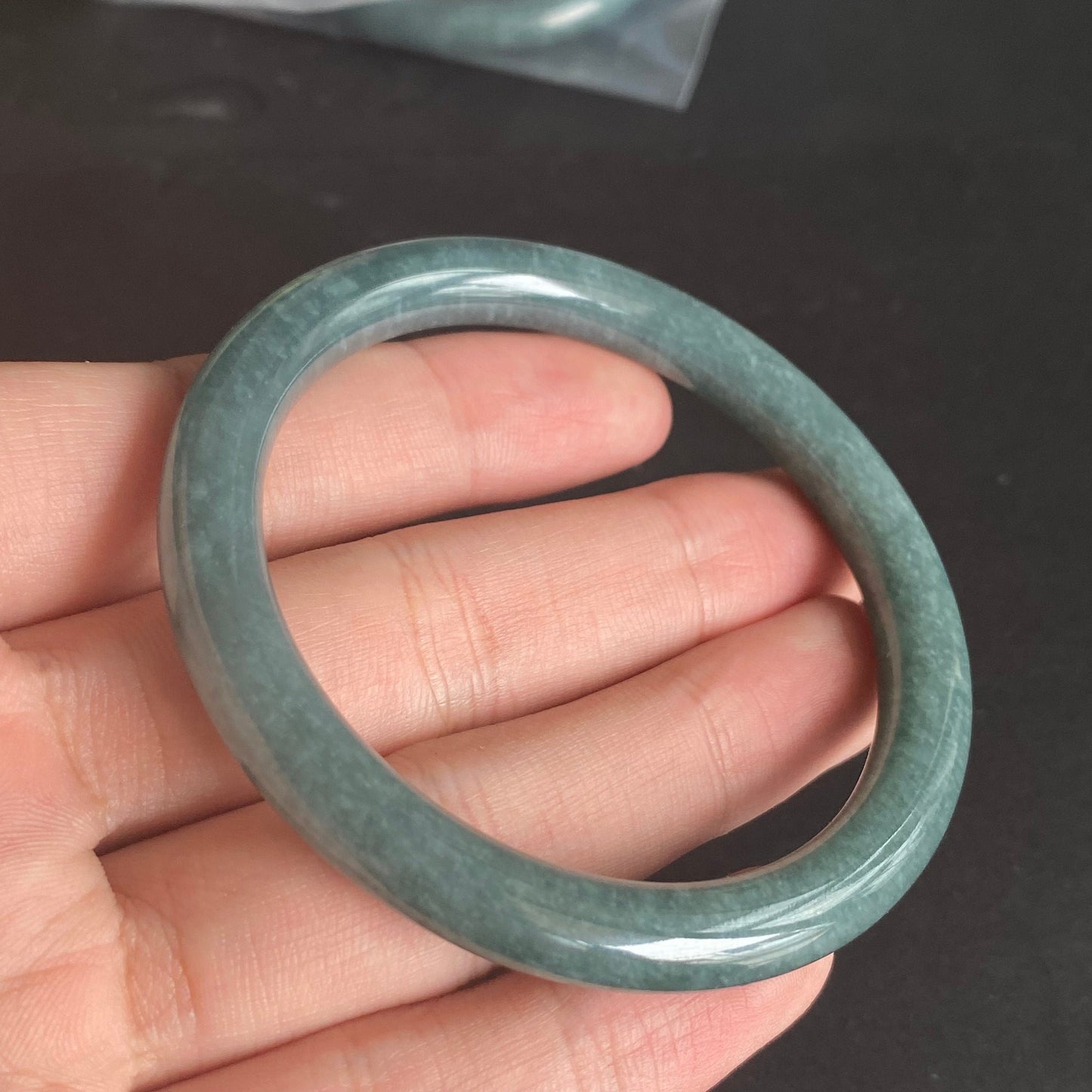 57.0mm Natural Guatemalan jadeite Translucent Blue Grade A jade Round band bangle Guatemala jade ring Female Jewelry jade gift