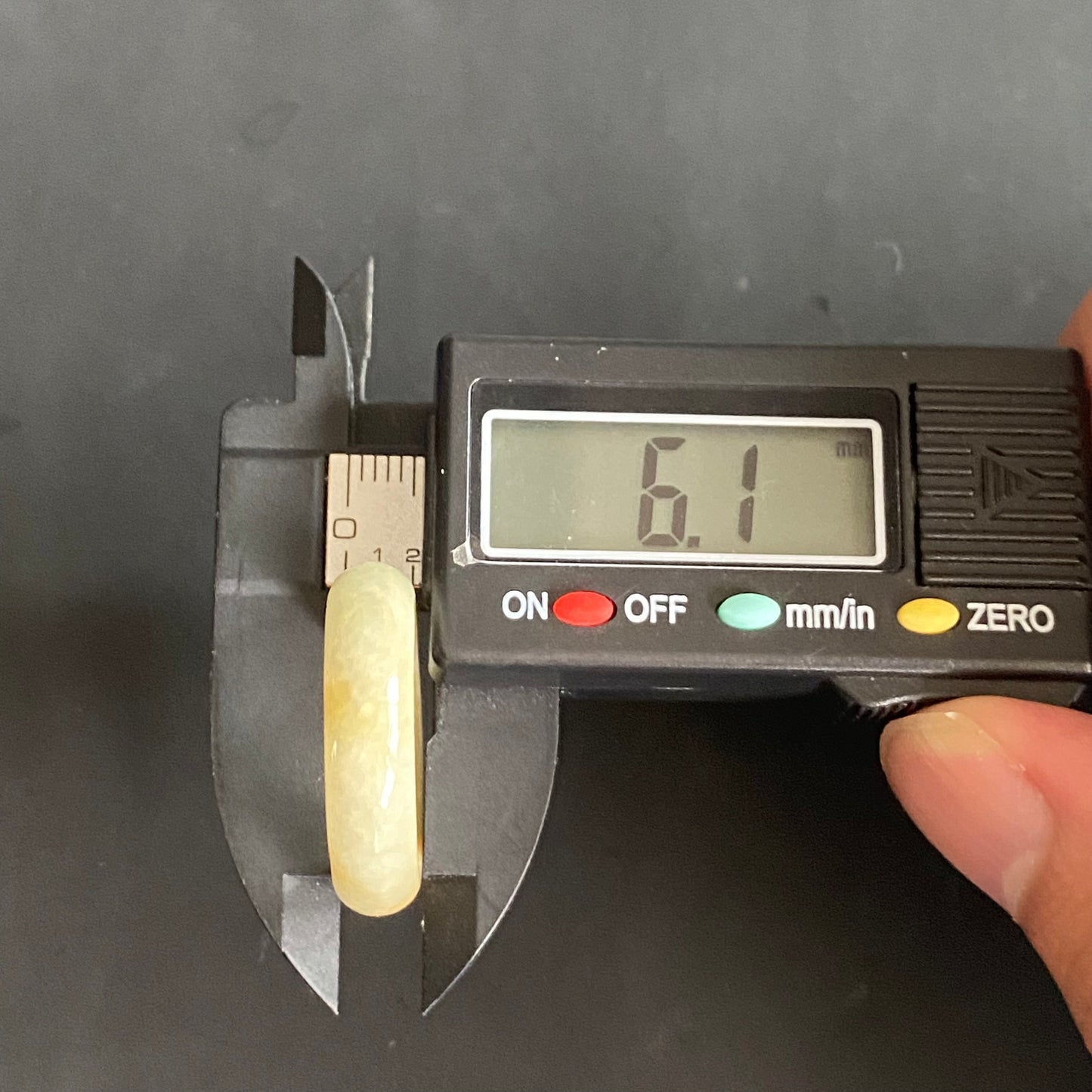 18.3mm yellow flower Grade A jade Narrow Band Ring Natural Real Jadeite Hand carved bead gemstone Burma Lady jadeware rings Type A stone