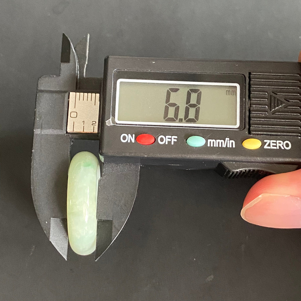 19.1mm green flower Grade A jade Narrow Band Ring Natural Real Jadeite Hand carved bead gemstone Burma Lady jadeware rings Type A stone