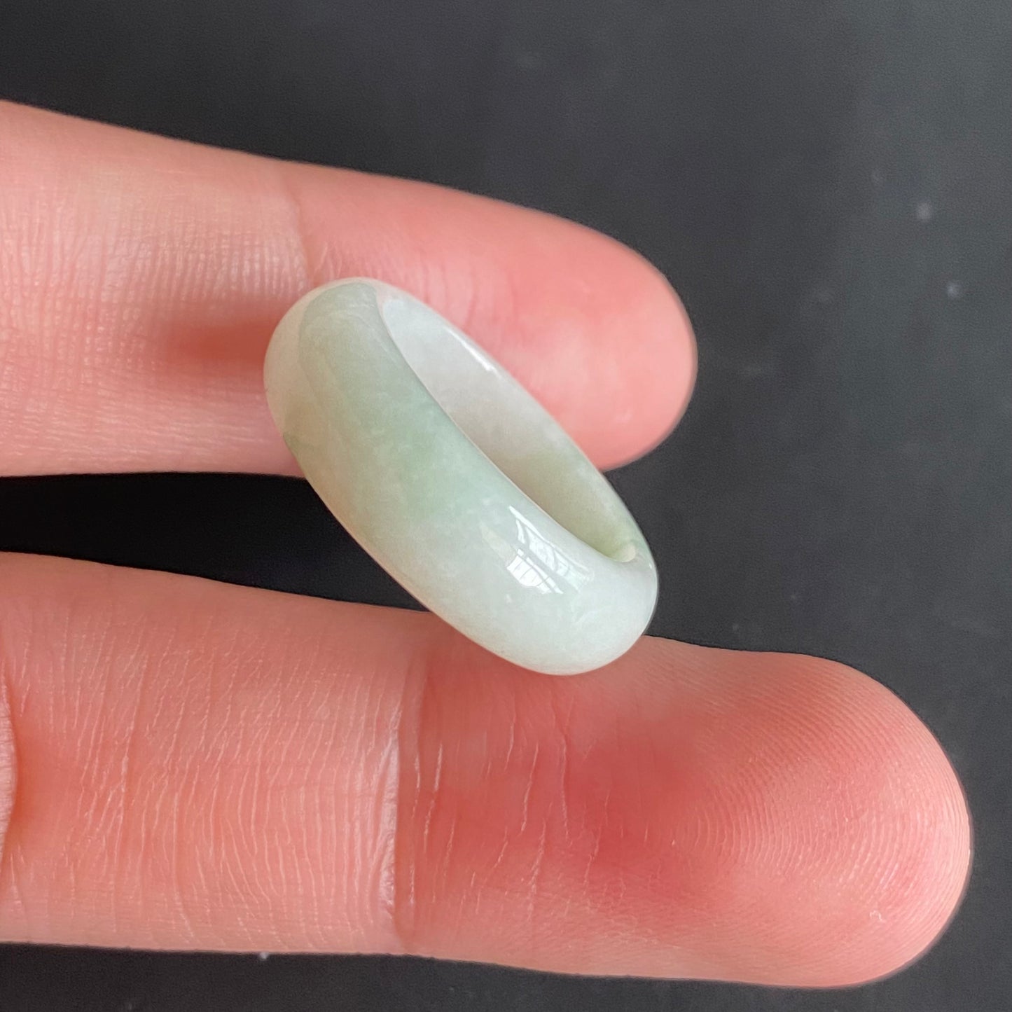 17.0mm green flower Grade A jade Narrow Band Ring Natural Real Jadeite Hand carved bead gemstone Burma Lady jadeware rings Type A stone