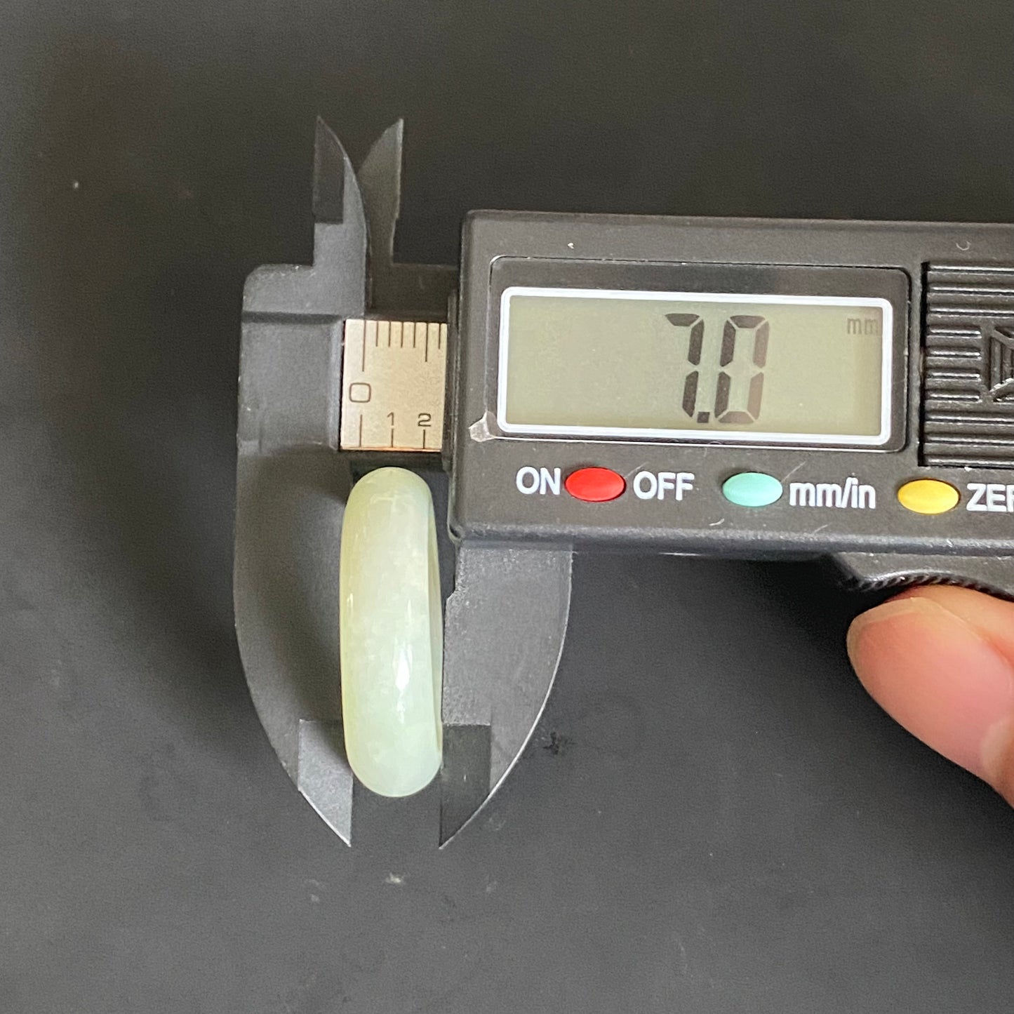 19.0mm green flower Grade A jade Narrow Band Ring Natural Real Jadeite Hand carved bead gemstone Burma Lady jadeware rings Type A stone