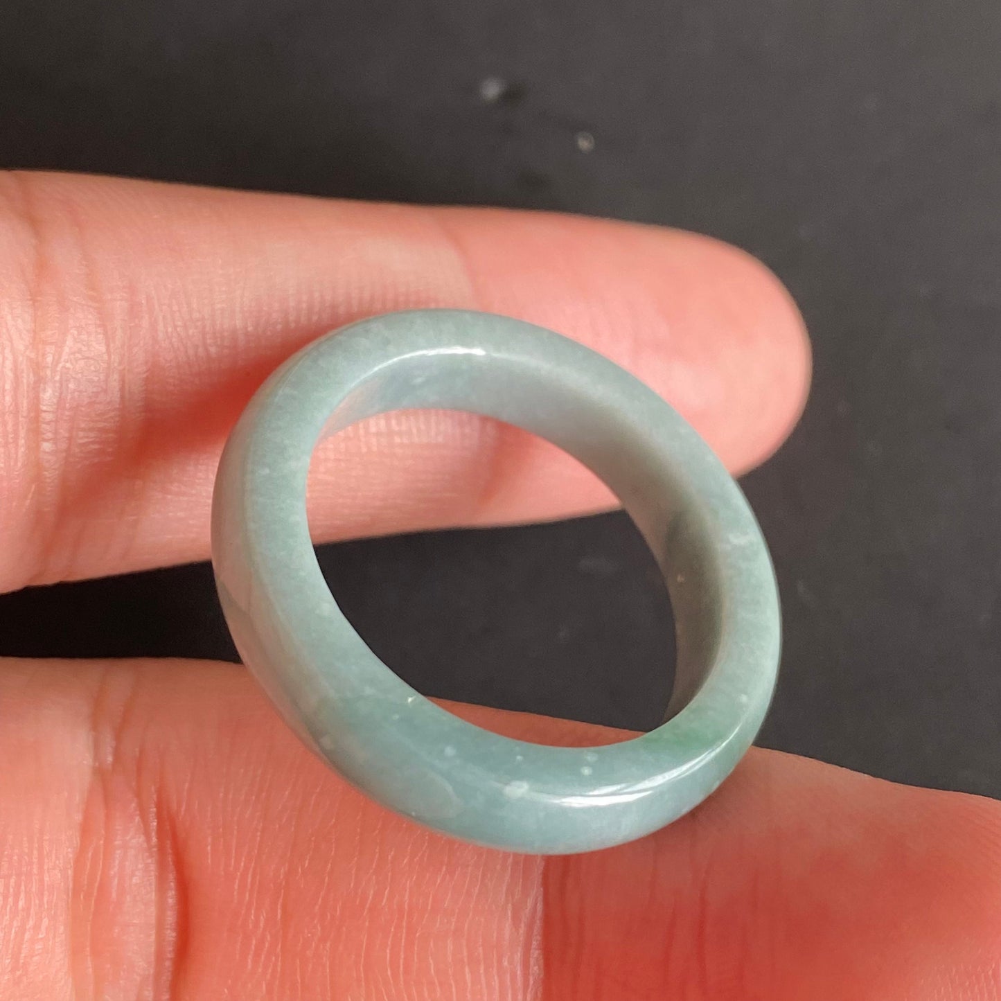 20.8mm green flower Grade A jade Narrow Band Ring Natural Real Jadeite Hand carved bead gemstone Burma Lady jadeware rings Type A stone