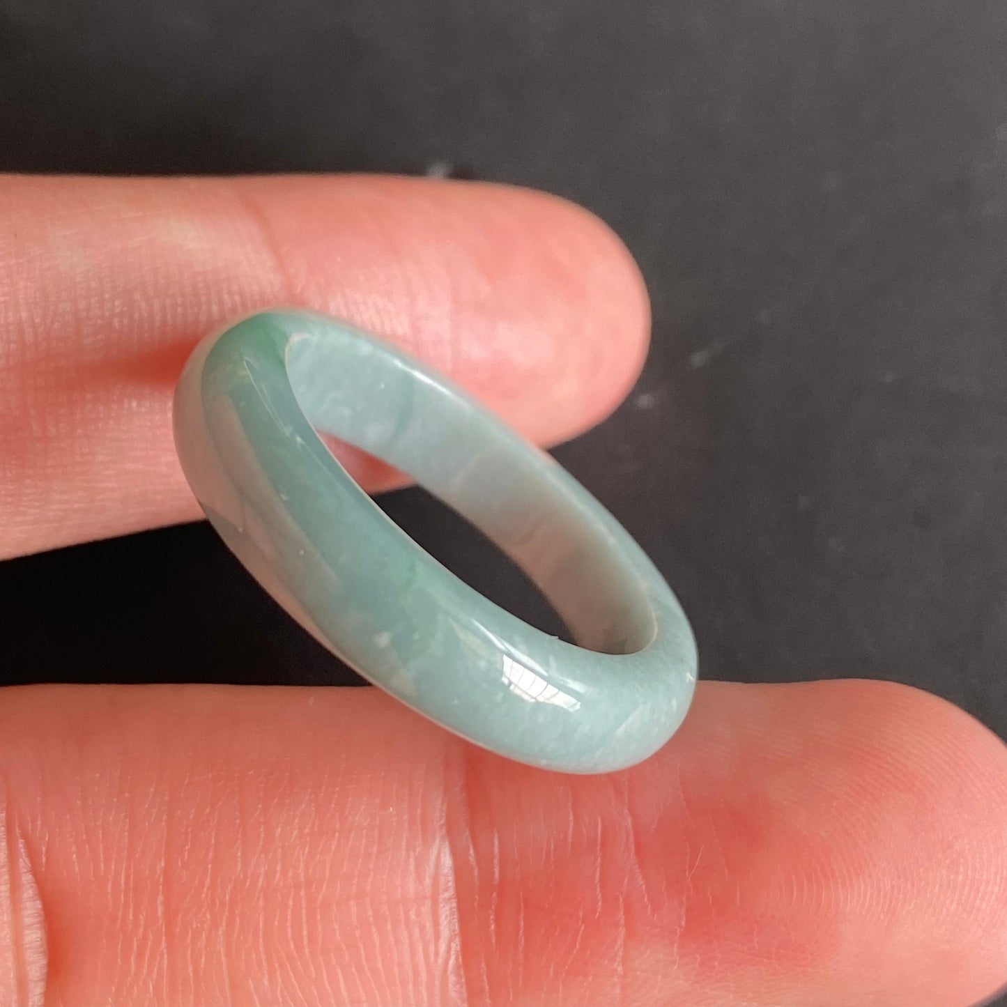20.8mm green flower Grade A jade Narrow Band Ring Natural Real Jadeite Hand carved bead gemstone Burma Lady jadeware rings Type A stone