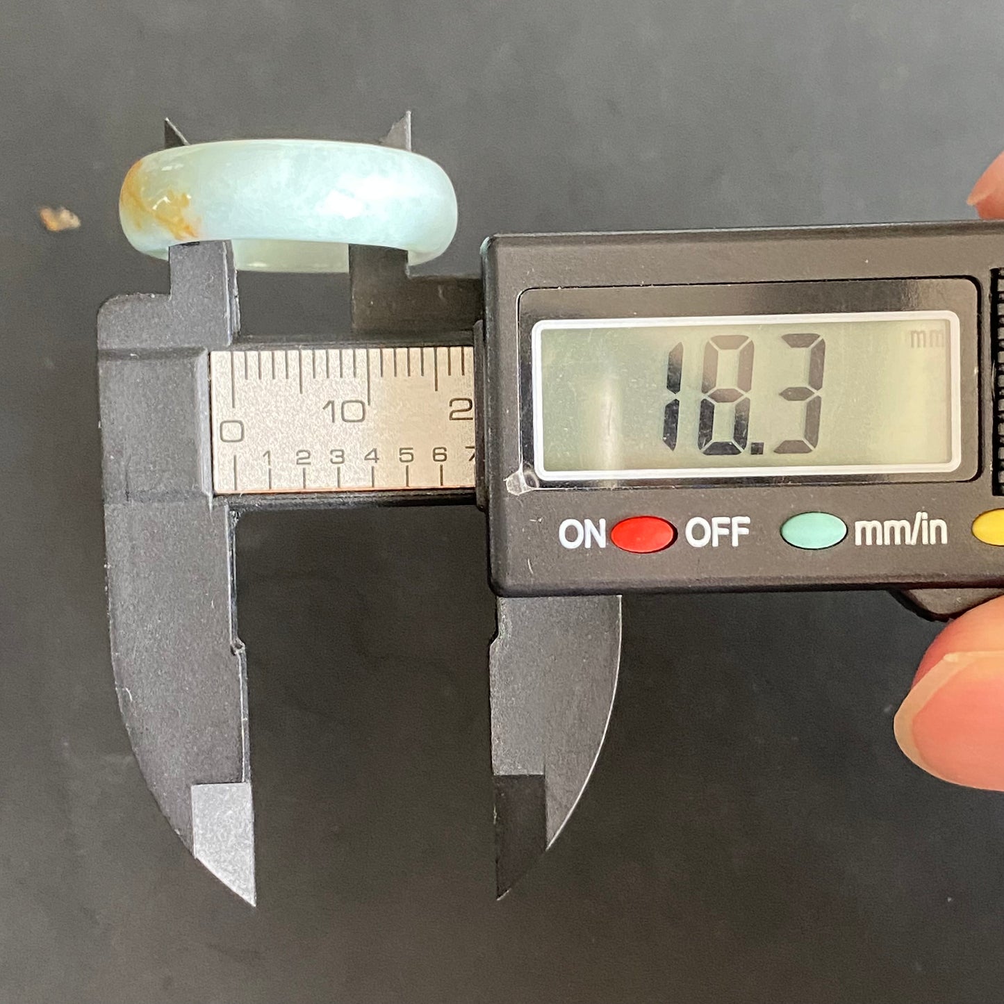 18.3mm green flower Grade A jade Narrow Band Ring Natural Real Jadeite Hand carved bead gemstone Burma Lady jadeware rings Type A stone