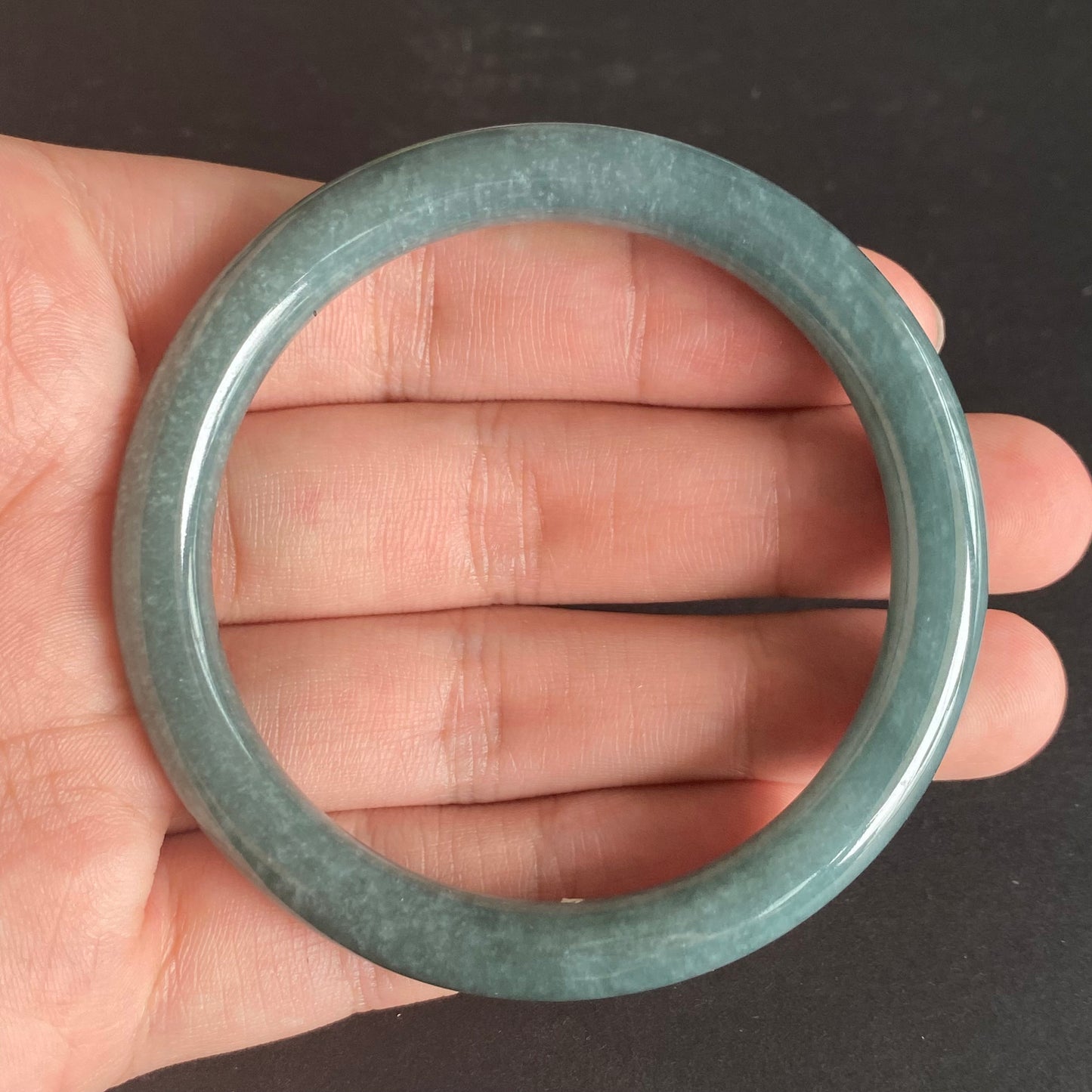 57.0mm Natural Guatemalan jadeite Translucent Blue Grade A jade Round band bangle Guatemala jade ring Female Jewelry jade gift