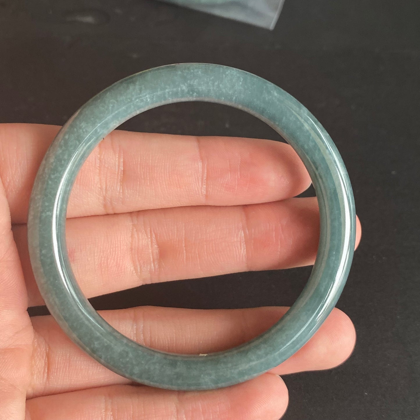 57.0mm Natural Guatemalan jadeite Translucent Blue Grade A jade Round band bangle Guatemala jade ring Female Jewelry jade gift