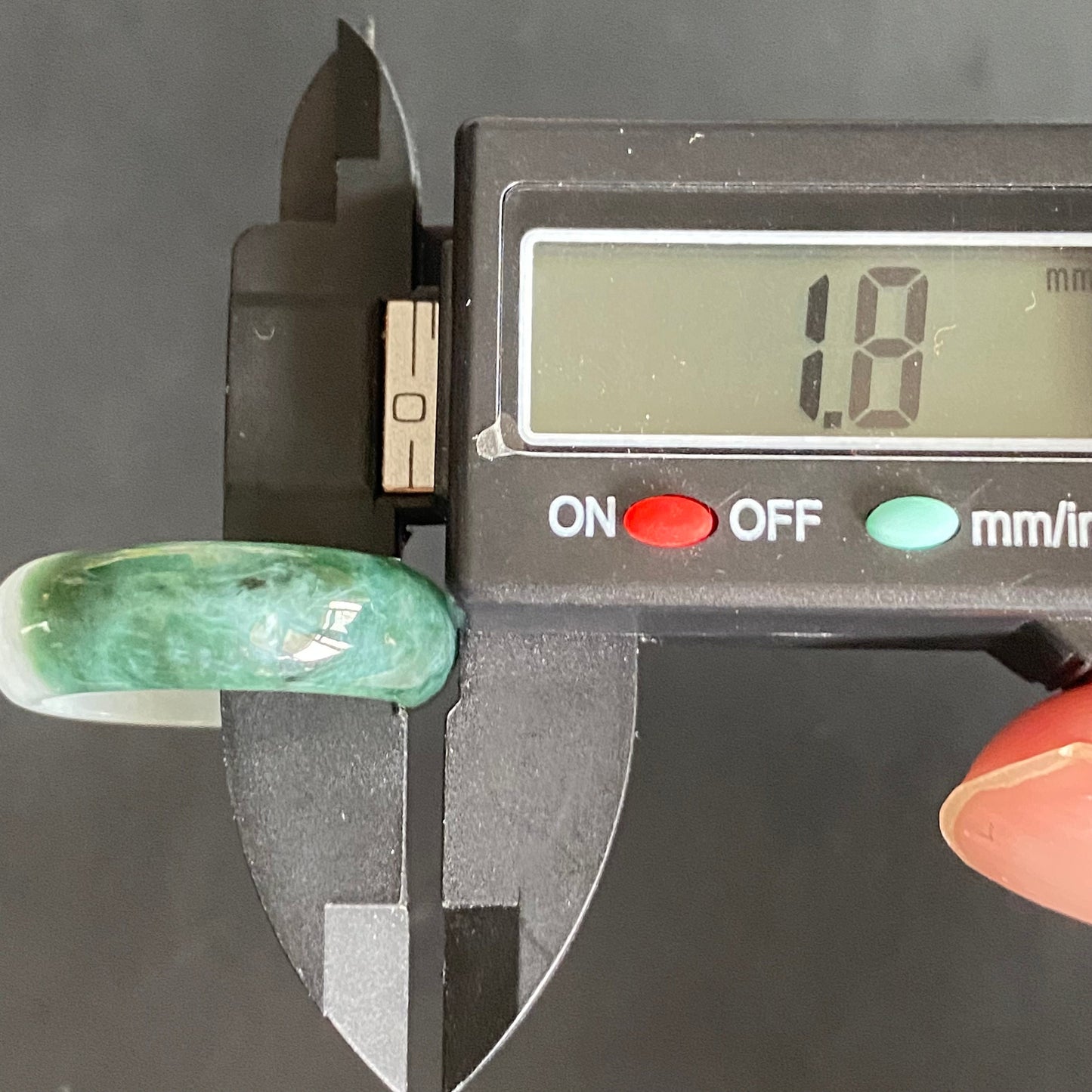 18.2mm green flower Grade A jade Narrow Band Ring Natural Real Jadeite Hand carved bead gemstone Burma Lady jadeware rings Type A stone