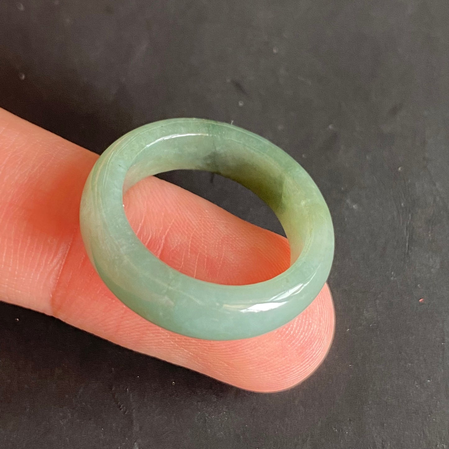18.2mm green flower Grade A jade Narrow Band Ring Natural Real Jadeite Hand carved bead gemstone Burma Lady jadeware rings Type A stone
