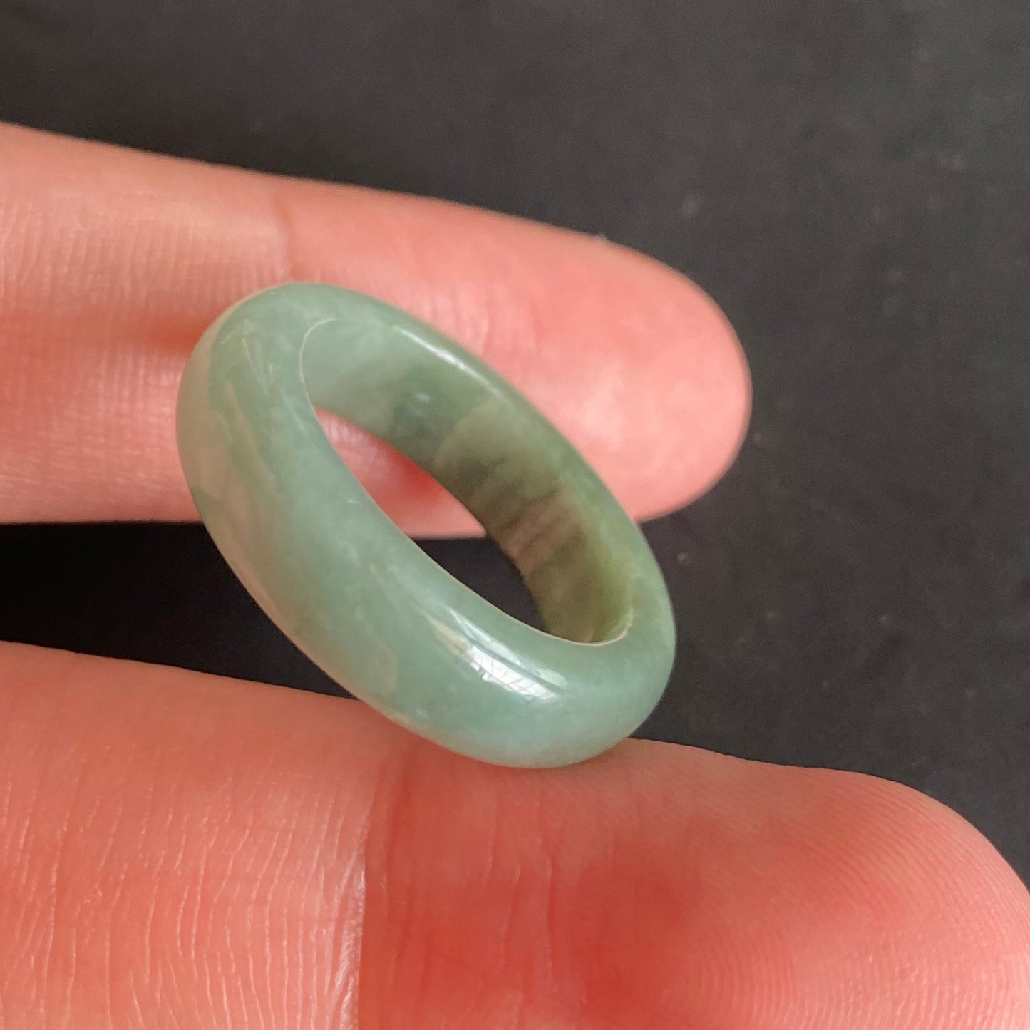 18.2mm green flower Grade A jade Narrow Band Ring Natural Real Jadeite Hand carved bead gemstone Burma Lady jadeware rings Type A stone