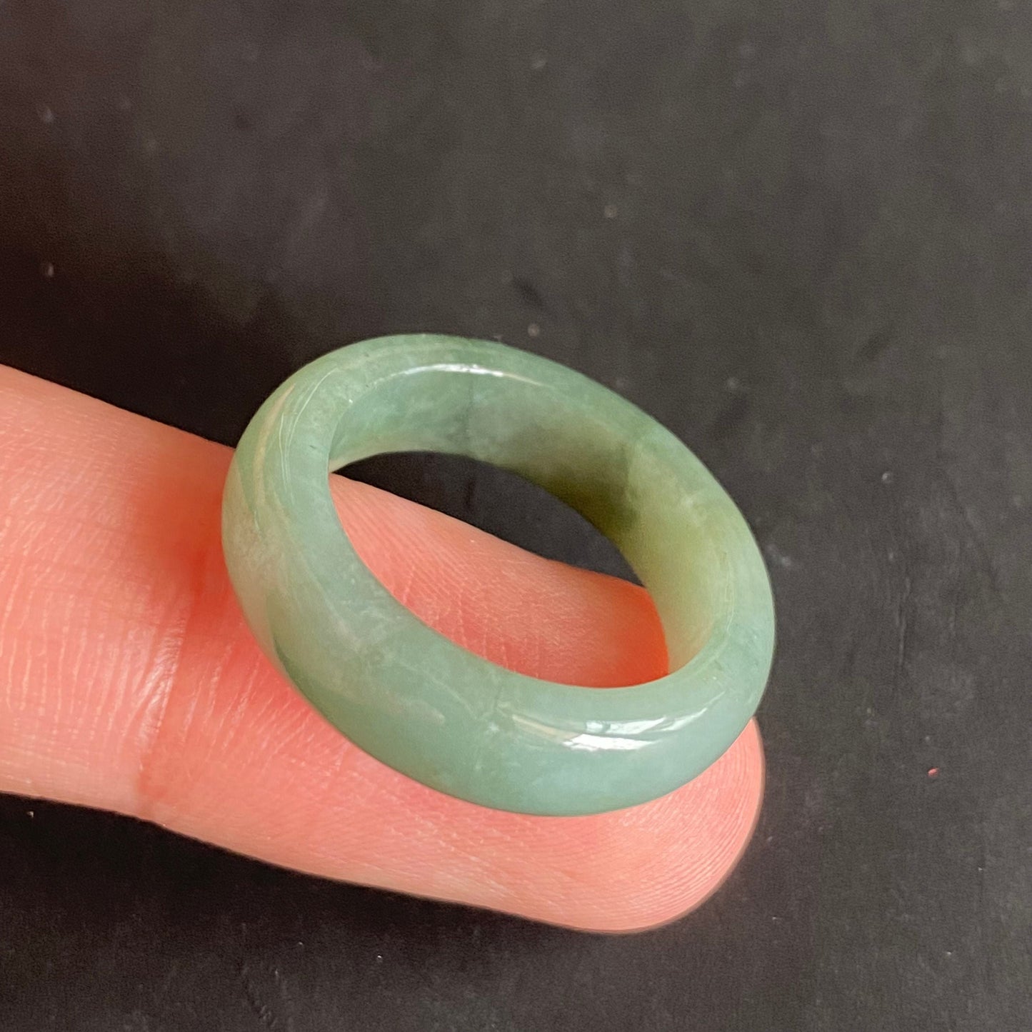18.2mm green flower Grade A jade Narrow Band Ring Natural Real Jadeite Hand carved bead gemstone Burma Lady jadeware rings Type A stone