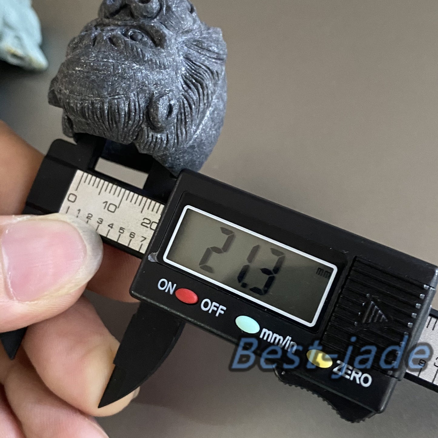 3D Gorilla Natural Black Grade A jade Band Ring Hand carved Burma jadeite animal Rough stone Man jewelry gift