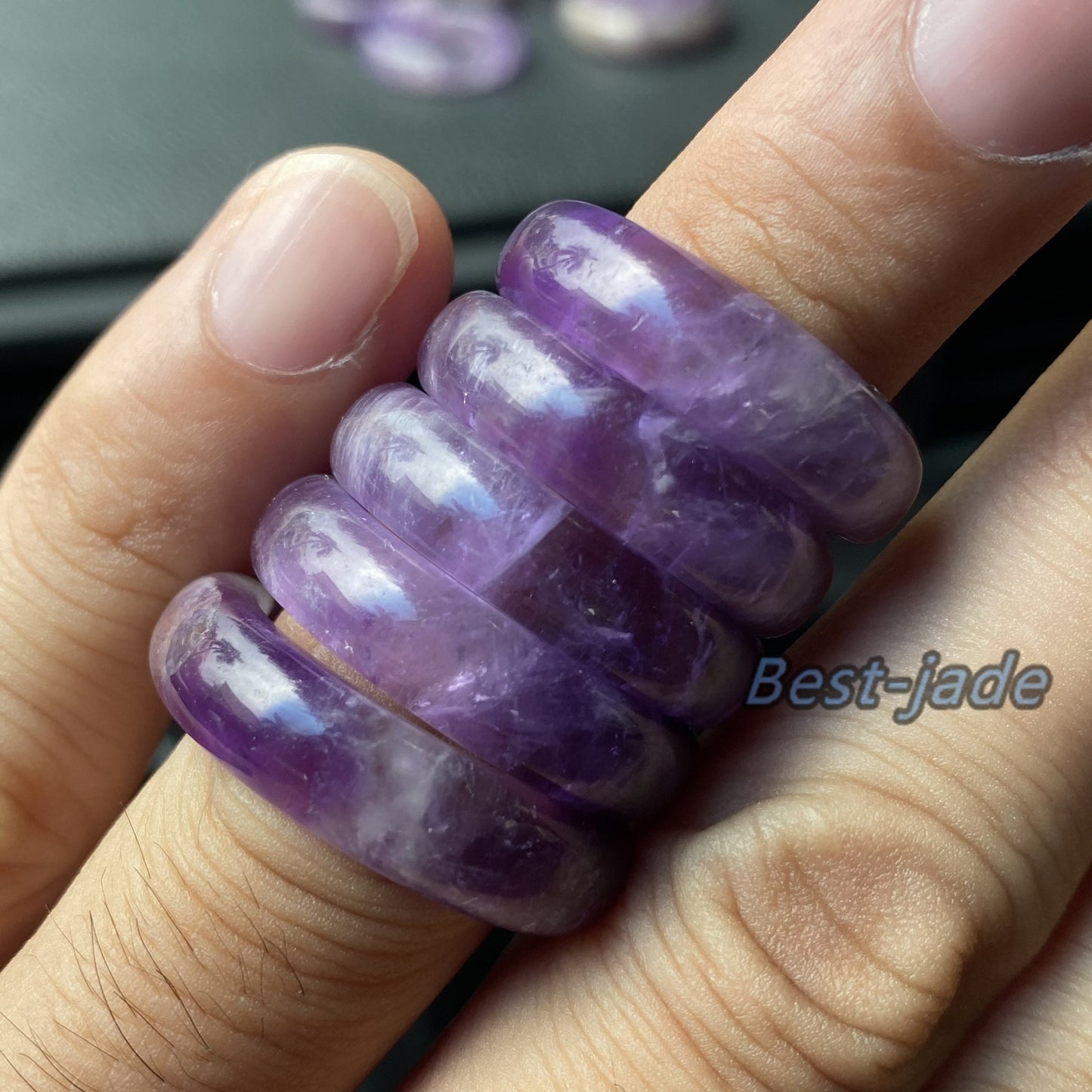 US-Größe 5-12 Natürlicher Amethyst Ring Lila Kristall Fingerring Ring Quarz Amethyst Stein Dame Lavendel Edelstein Schmuck Jade Geschenk