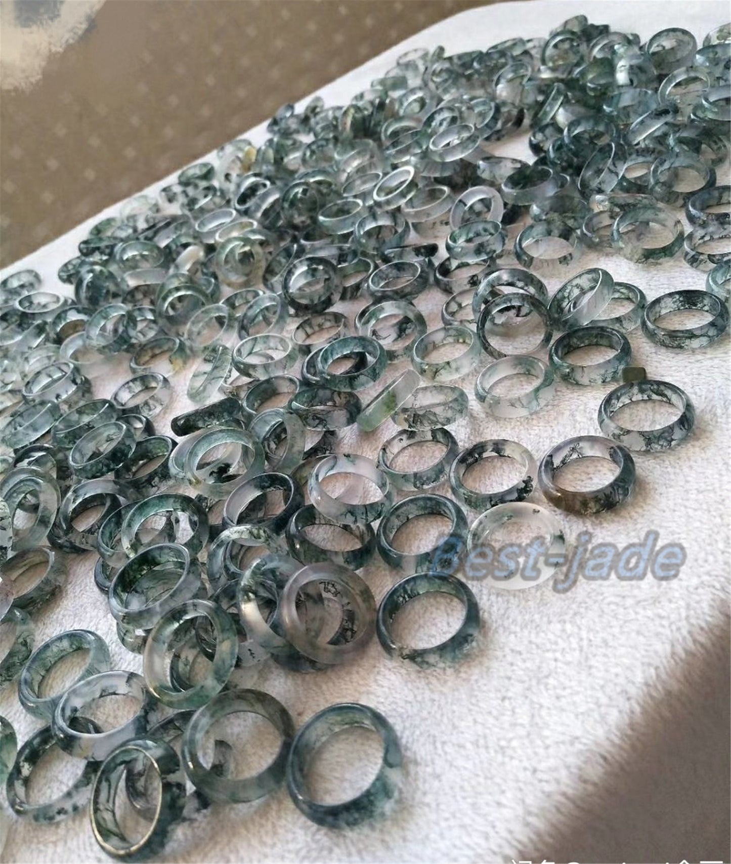 US-Größe 5–12. Wunderschöner transparenter natürlicher aquatischer Achat-Fingerring, Damen-Edelstein-Schmuck, Jade-Geschenk