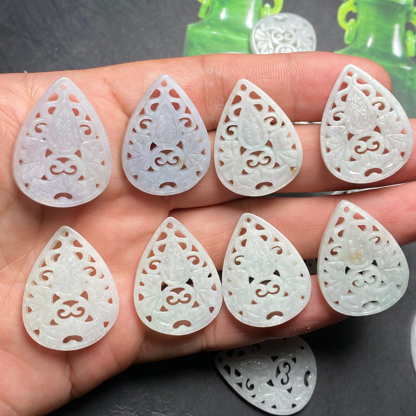 Vintage chinesischer Wassertropfen Anhänger Natur Grade A Jade Myanmar Jadeit Burma Jade Stein Perlen Säugling Baby Mädchen Diy Ohrringe Tropfen