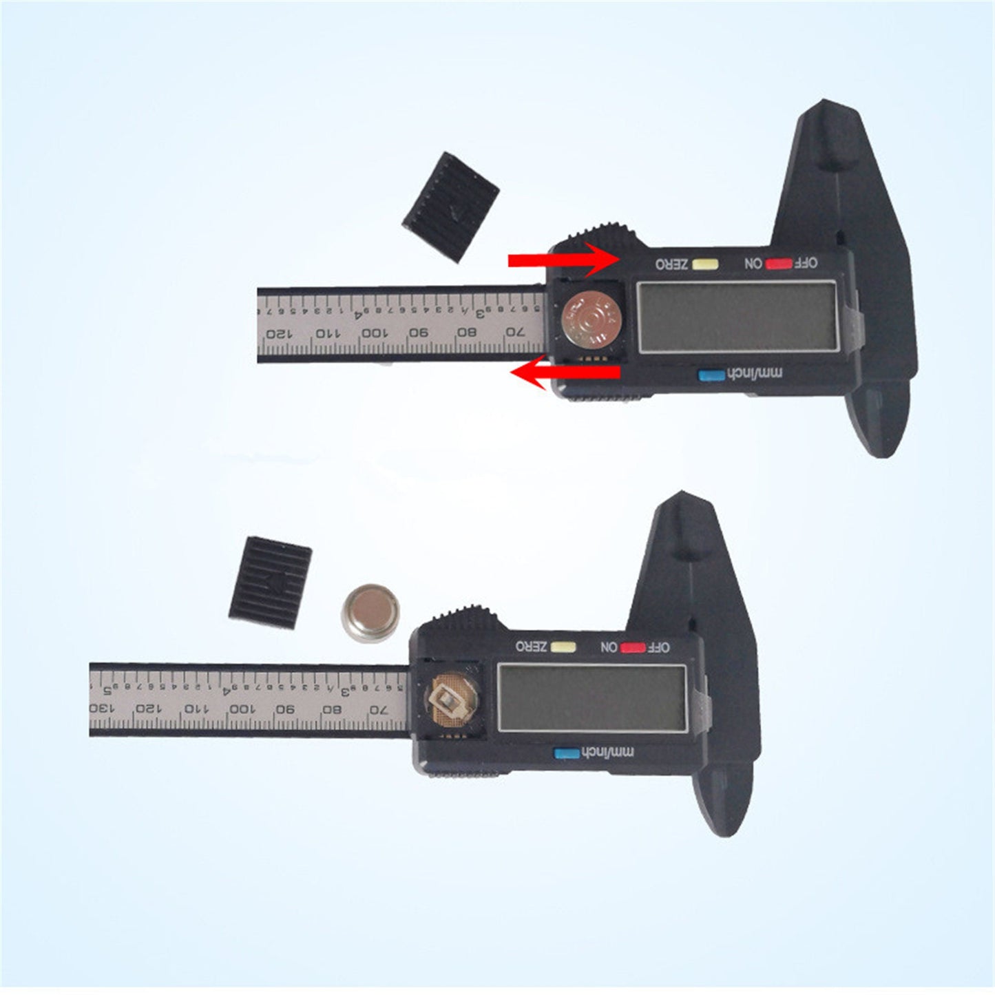 Jade Carving Tools Digitaler Messschieber, elektronischer Messschieber aus Kohlefaser, Mikrometer mit großem LCD-Display, Zoll-/metrisches Lineal