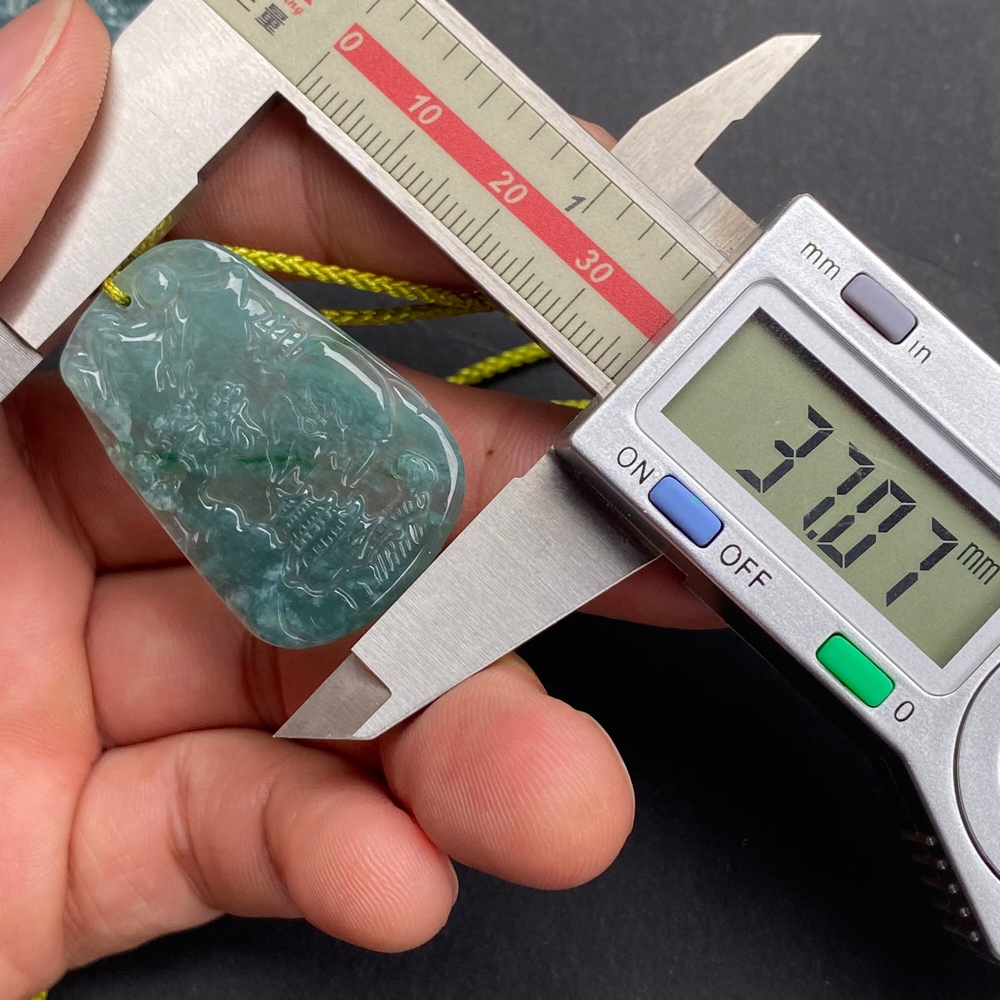 Natural Snowflakes Blue Jadeite Guatemalan jade Translucent Grade A jade Landscape pendant scenery necklace jewelry jade gift 天然翡翠山水牌