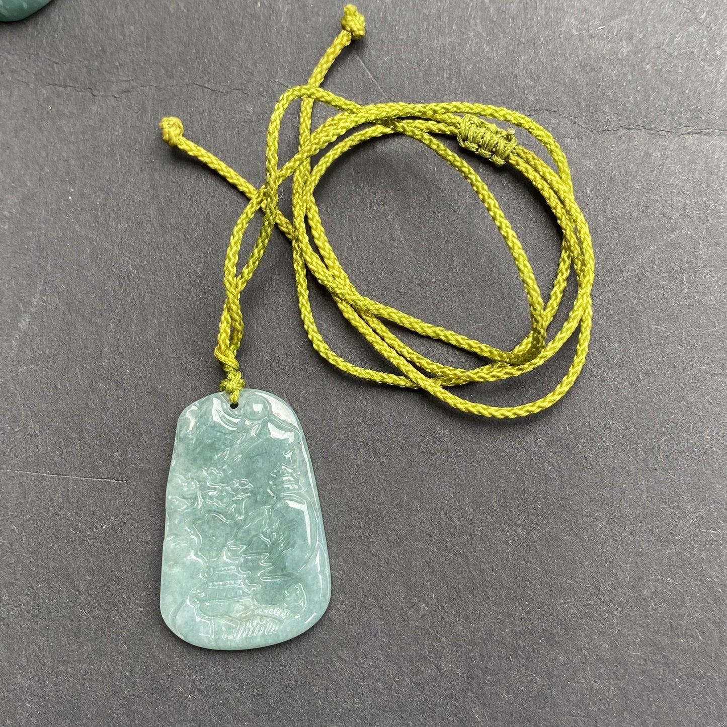 Natural Snowflakes Blue Jadeite Guatemalan jade Translucent Grade A jade Landscape pendant scenery necklace jewelry jade gift 天然翡翠山水牌