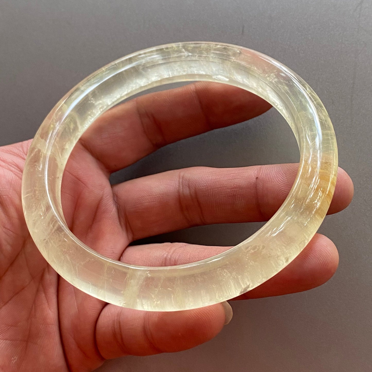 Huge 78.2mm Natural Citrine Clear Yellow Quartz Round BANGLE crystal bracelet Translucent topaz Rock craterites Chain A jade stone gift