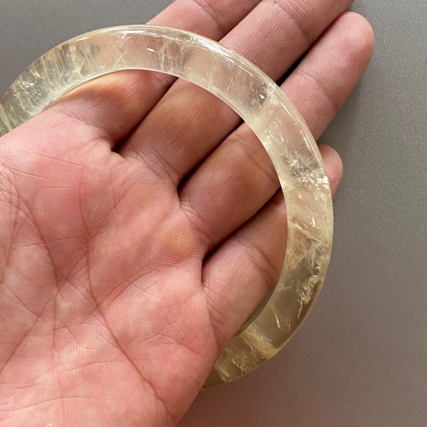 Huge 78.2mm Natural Citrine Clear Yellow Quartz Round BANGLE crystal bracelet Translucent topaz Rock craterites Chain A jade stone gift