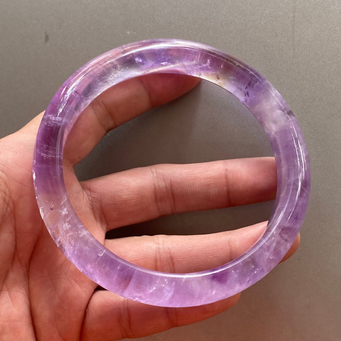 Huge size 78.8mm Natural Amethyst Round BANGLE amethystine bracelet Translucent Purple Quartz lavender crystal Chain A jade stone gift