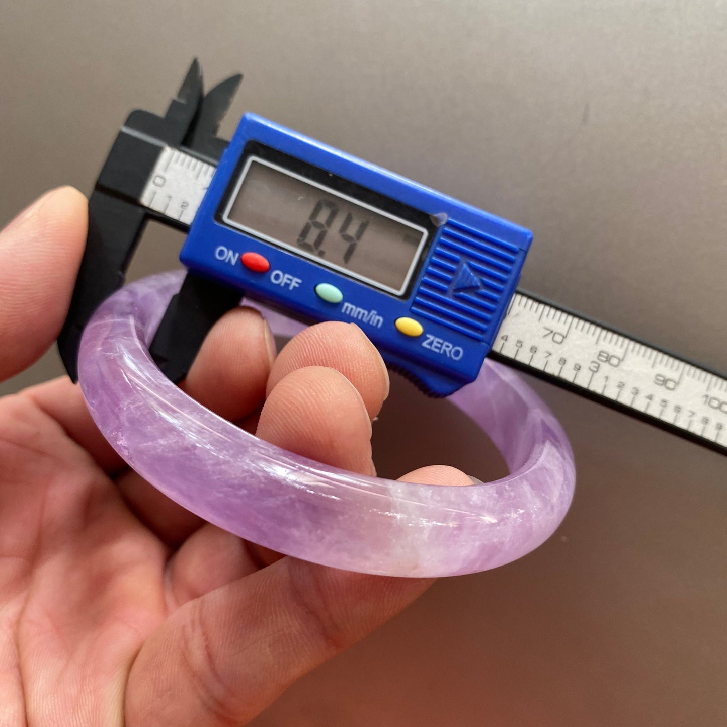 61mm Natural Amethyst Round BANGLE amethystine bracelet Translucent Purple Quartz lavender crystal Chain A jade stone gift