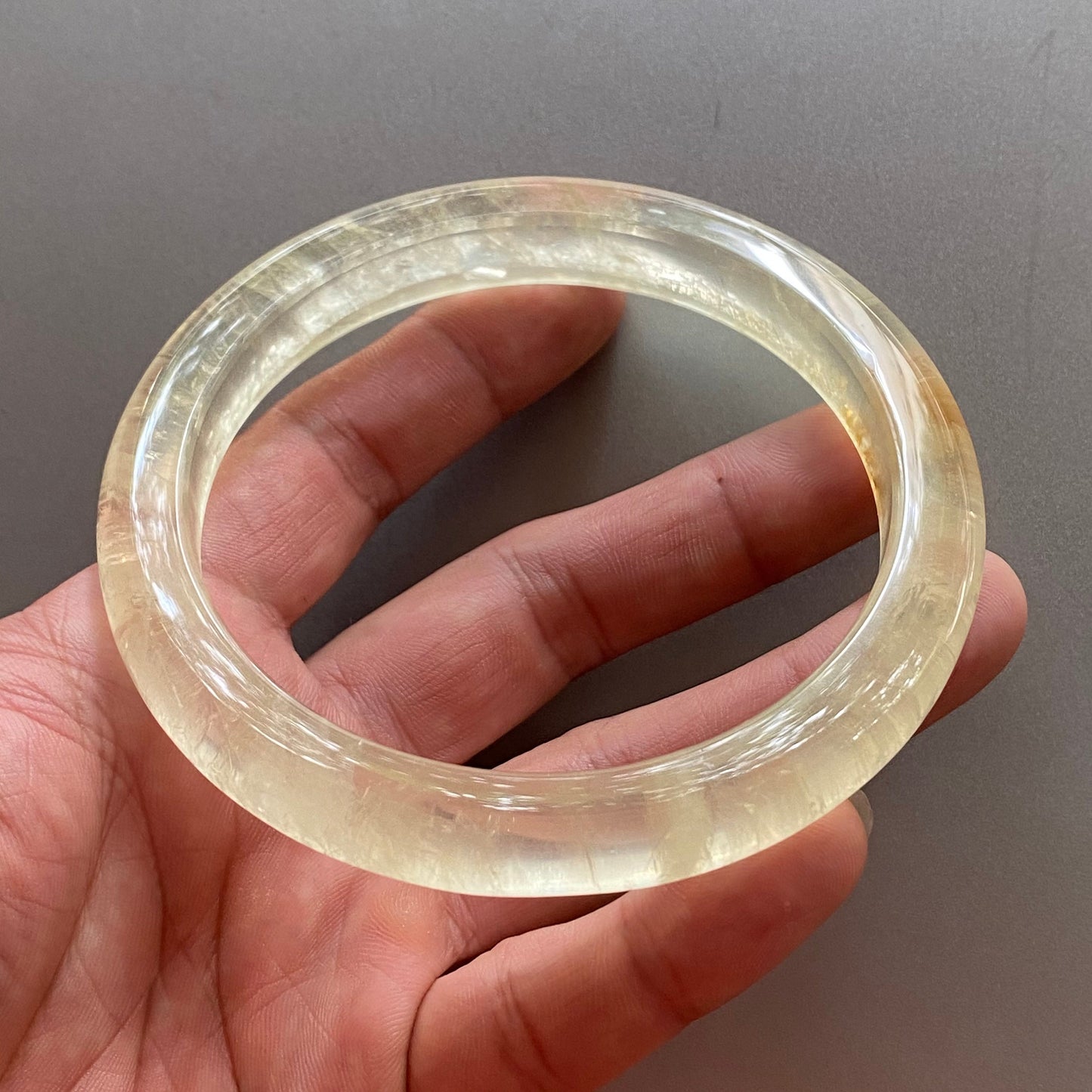 Huge 78.2mm Natural Citrine Clear Yellow Quartz Round BANGLE crystal bracelet Translucent topaz Rock craterites Chain A jade stone gift