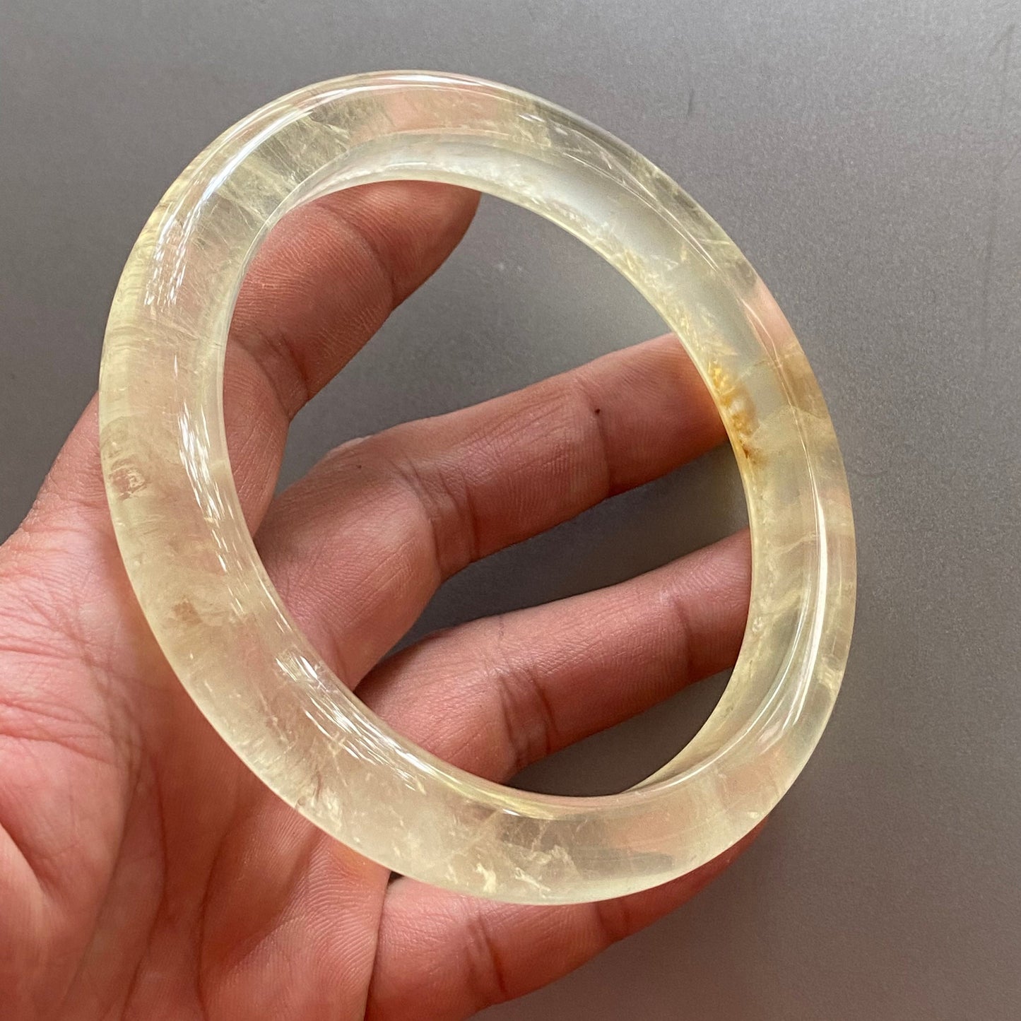 Huge 78.2mm Natural Citrine Clear Yellow Quartz Round BANGLE crystal bracelet Translucent topaz Rock craterites Chain A jade stone gift