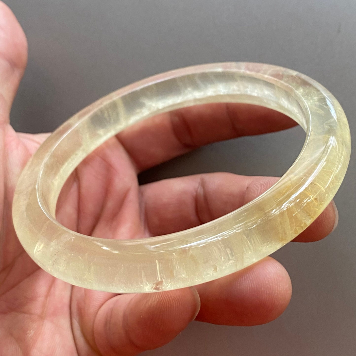 Huge 78.2mm Natural Citrine Clear Yellow Quartz Round BANGLE crystal bracelet Translucent topaz Rock craterites Chain A jade stone gift