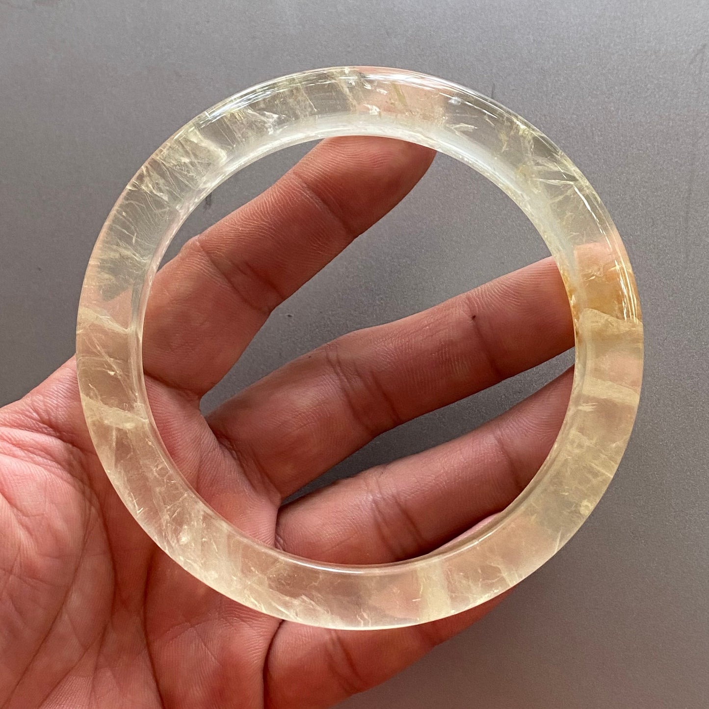 Huge 78.2mm Natural Citrine Clear Yellow Quartz Round BANGLE crystal bracelet Translucent topaz Rock craterites Chain A jade stone gift