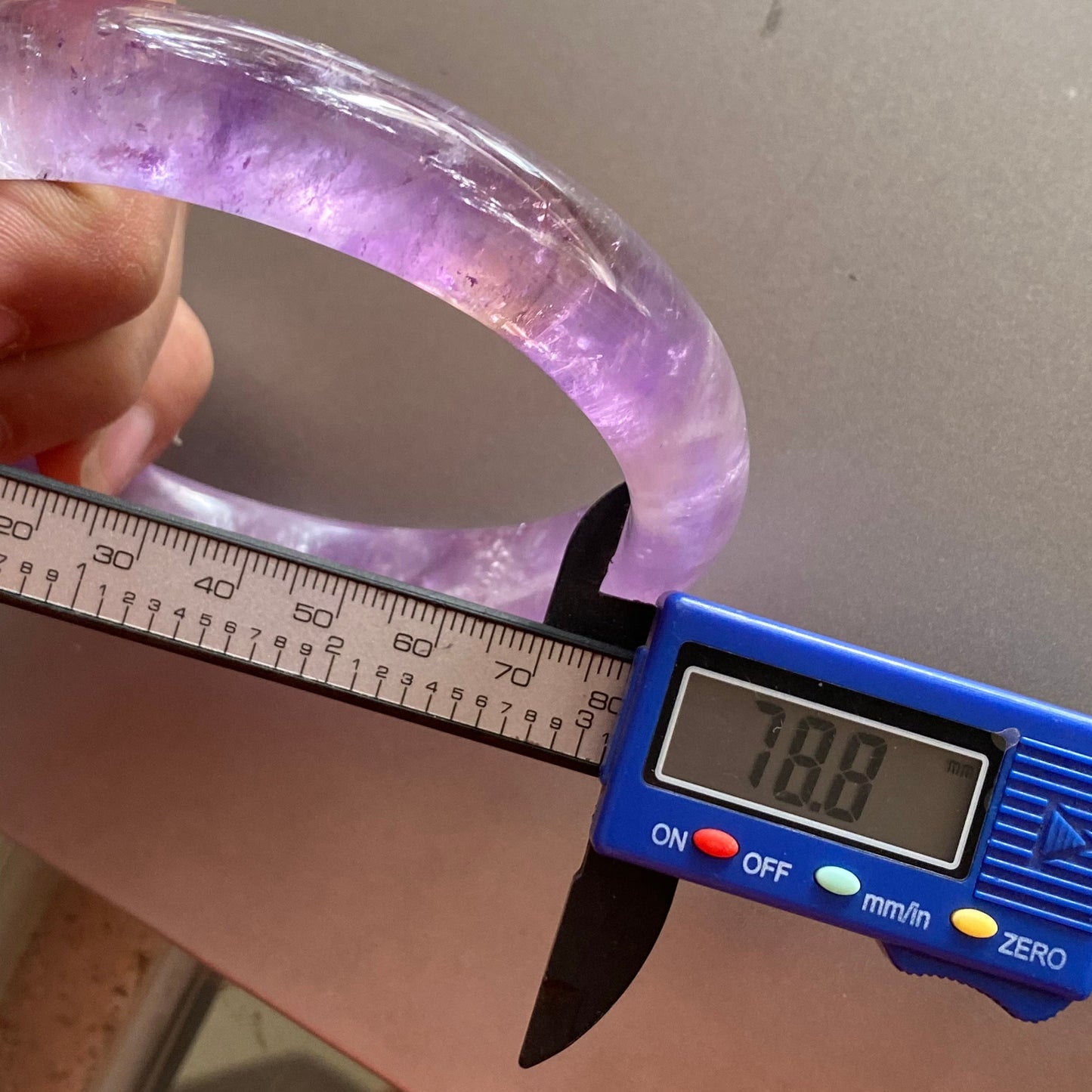 Huge size 78.8mm Natural Amethyst Round BANGLE amethystine bracelet Translucent Purple Quartz lavender crystal Chain A jade stone gift