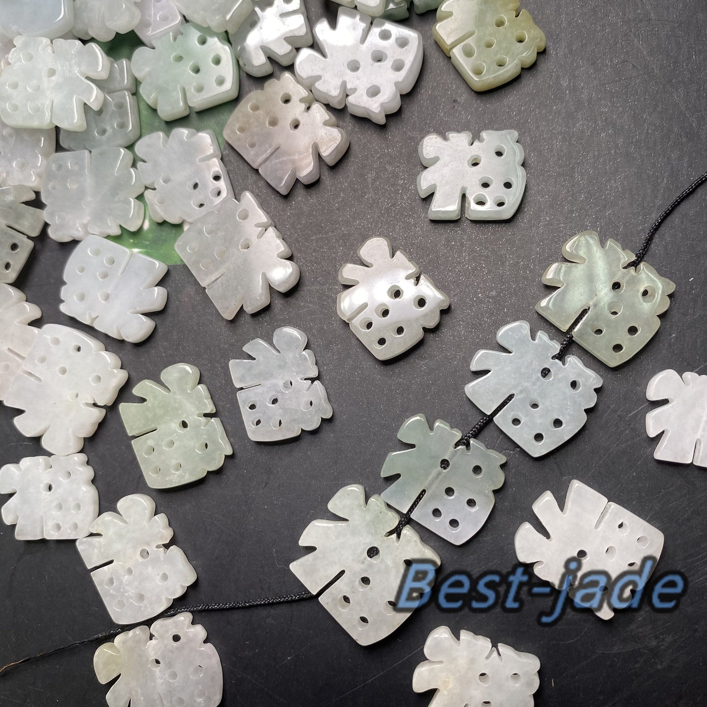 Fu-Form Grade A Jade Burma Jadeit Perlen Perle Muschelperle Typ A Jade Ice Myanmar Jadeit Conch Anhänger DIY Halskette Ohrringe 双喜临门