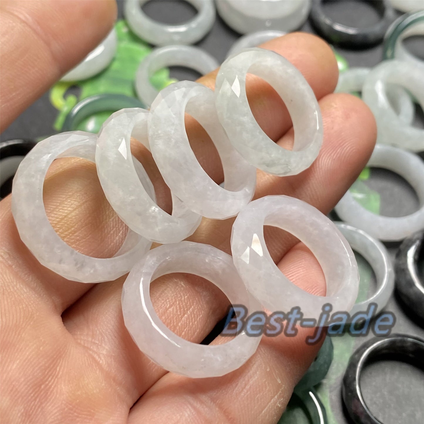3 Color jadeite ring Size 5-10 Diamond Cut Multi Facet ring Burma jadeite Guatemala Jadeite Grade A Jade black jade Guatemalan jadeite ring