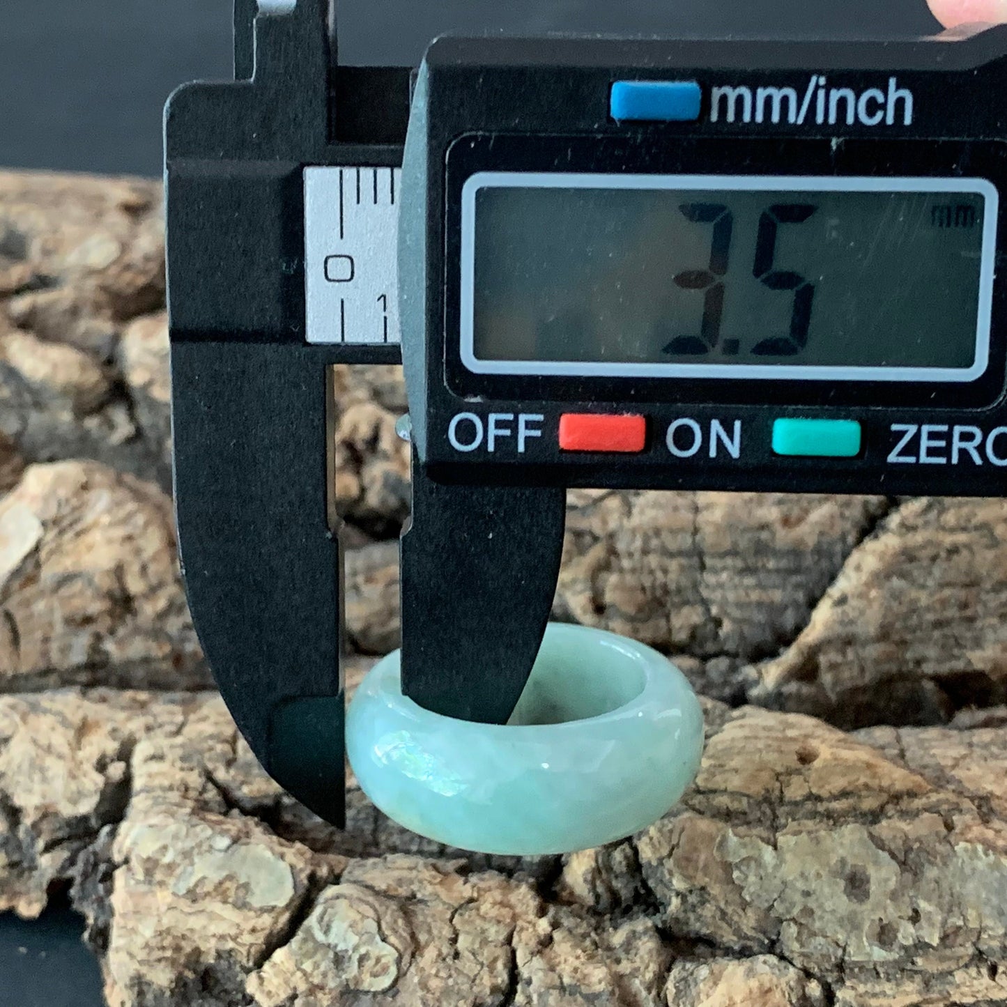 14.8mm green flower Grade A jade Narrow Band Ring Natural Real Jadeite Hand carved bead gemstone Burma Lady jadeware rings Type A stone