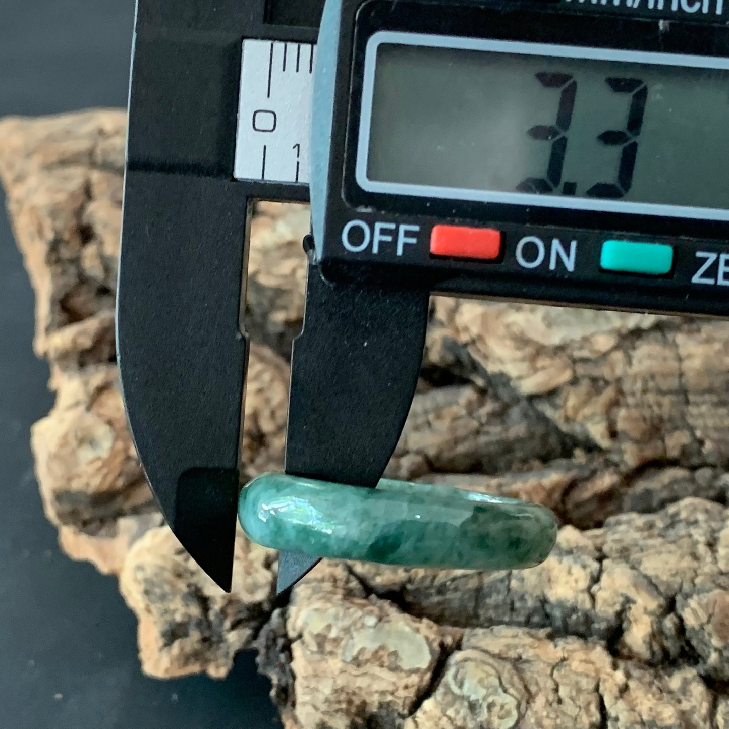 18mm green flower Grade A jade Narrow Band Ring Natural Real Jadeite Hand carved bead gemstone Burma Lady jadeware rings Type A stone