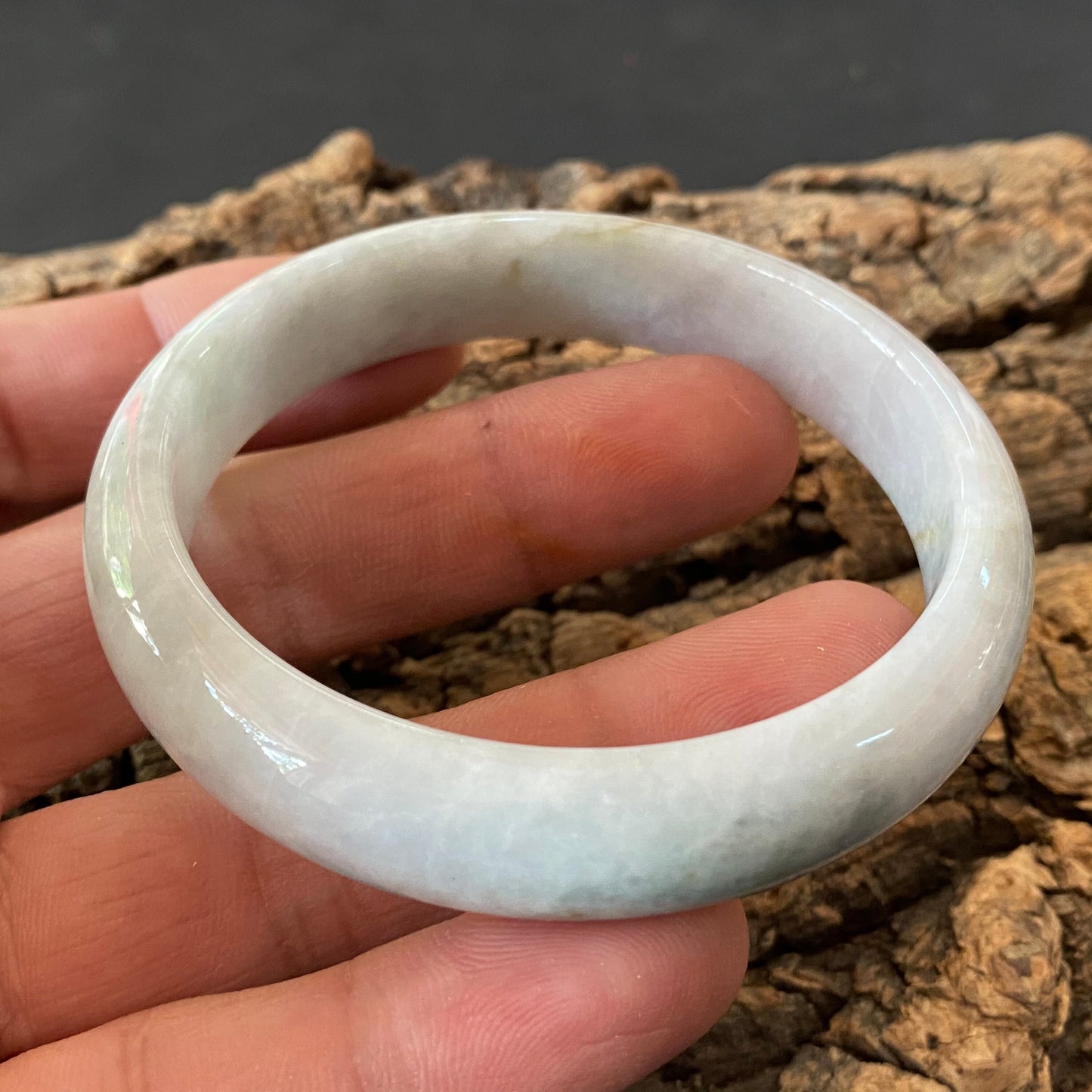 58.4mm Natural green Grade A Jade Round bangle Myanmar jadeite Lady Bracelet Ice green Type A stone small hand female bangle 翡翠飘花手镯