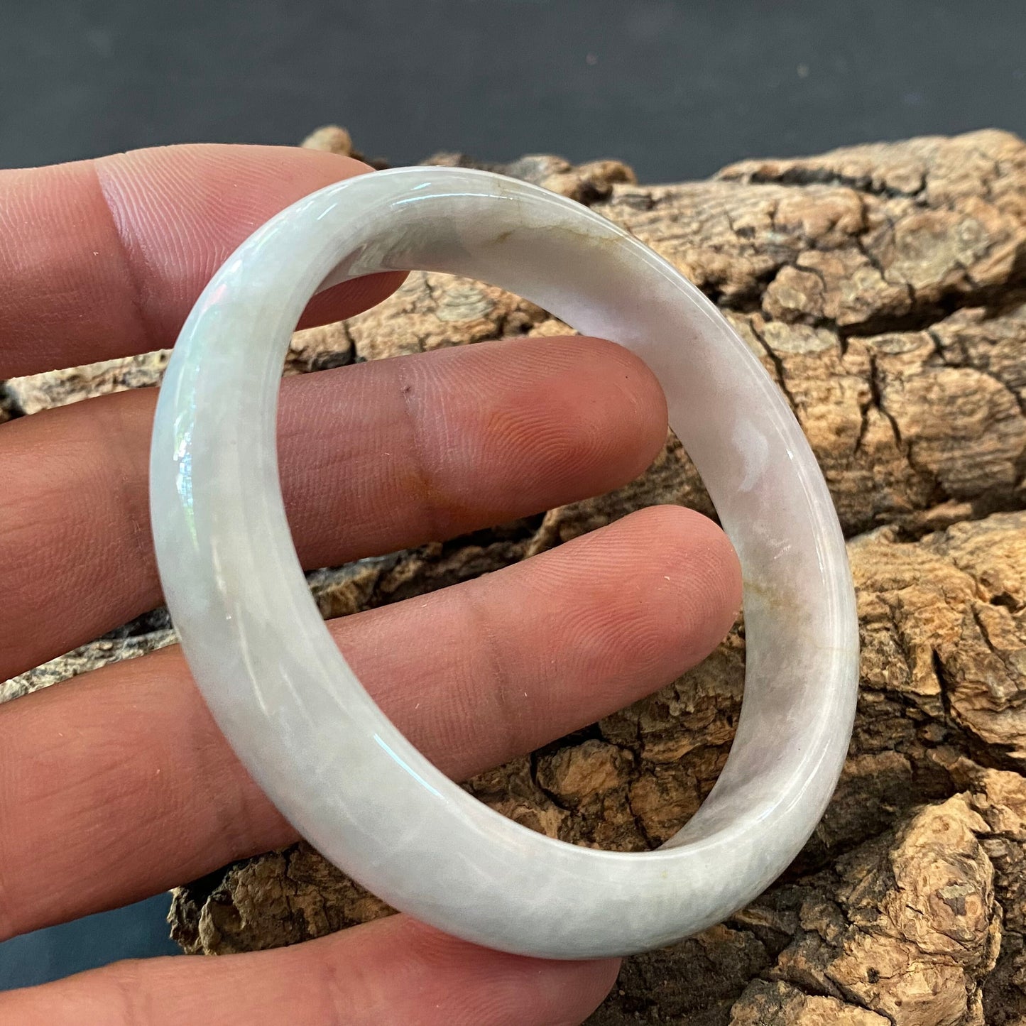 58.4mm Natural green Grade A Jade Round bangle Myanmar jadeite Lady Bracelet Ice green Type A stone small hand female bangle 翡翠飘花手镯